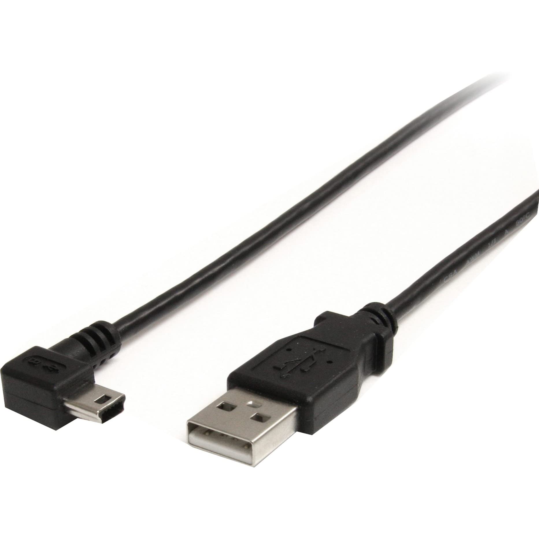 StarTech.com 3ft Right Angle USB 2.0 A to Mini B Cable - 0.9m Black USB Cable for Cameras, External Hard Drives & Audio Devices (USB2HABM3RA) - Perfect for Tight Spaces & Durable Connectivity