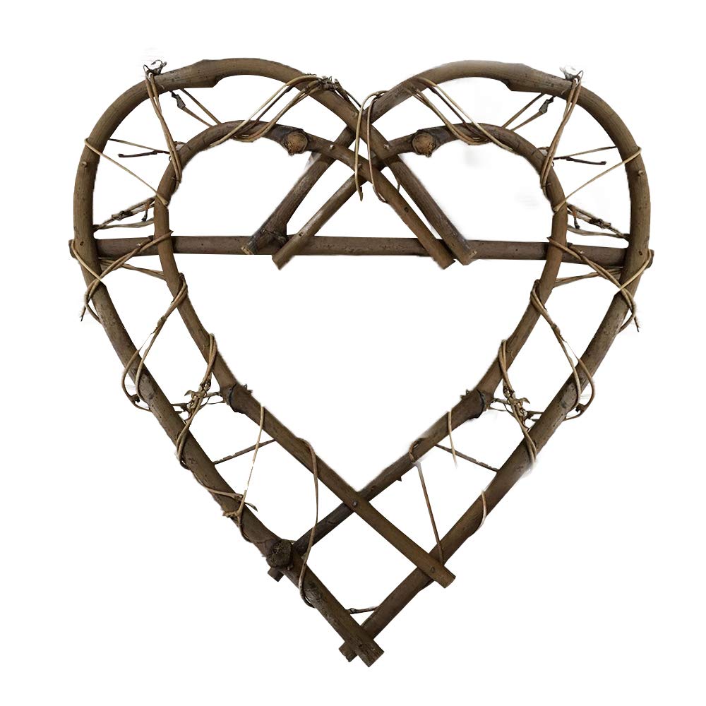 10.2 Inch Heart Wreath Frame - Natural Rattan Flower Wreath Base for DIY Crafts, Valentine's Day, Christmas, and Home Decor - Perfect for Wall Hangings, Wedding Decorations, and Seasonal Party Decor
