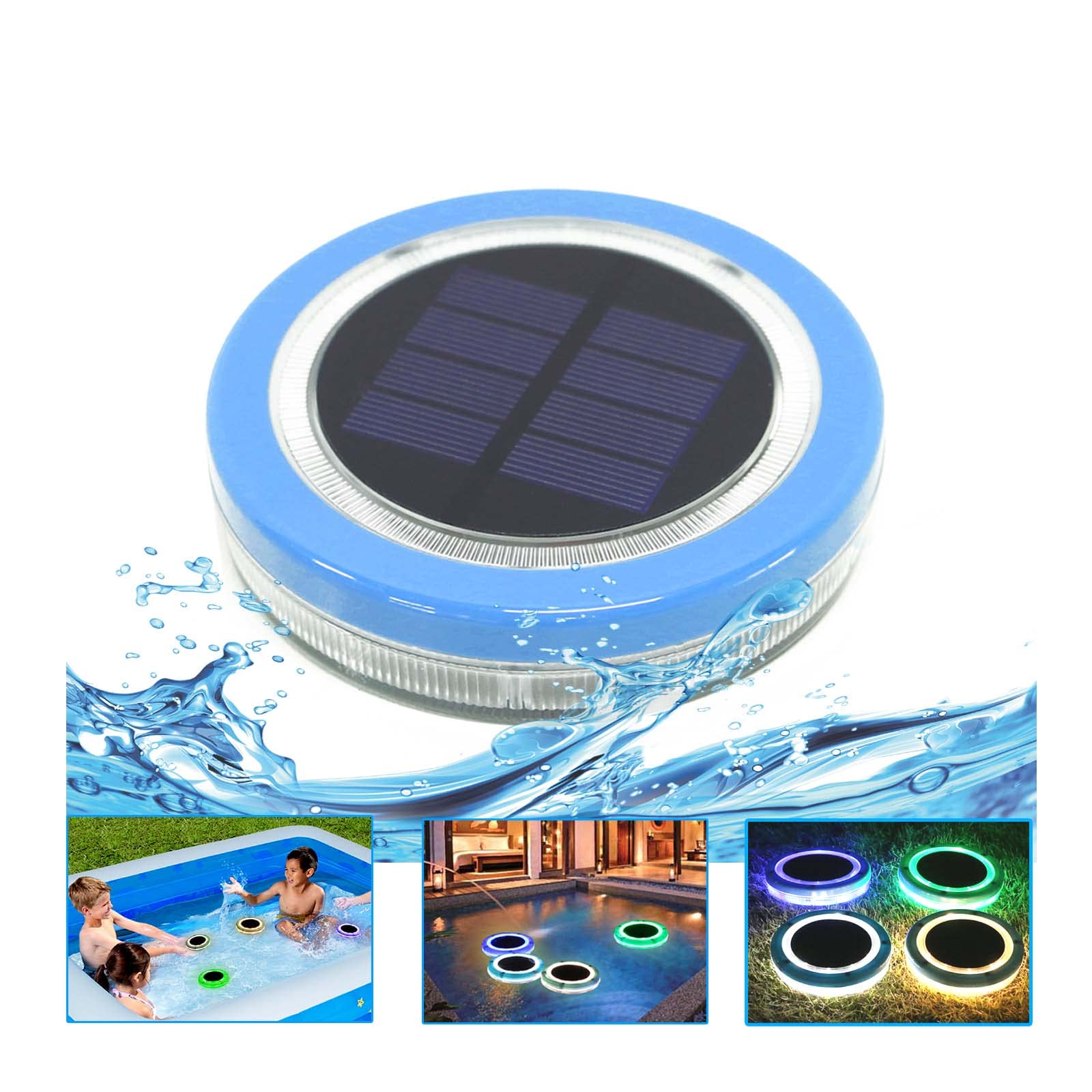 4 Pack Waterproof Floating Solar LED Lights for Pool, Pond, Hot Tub & Garden - Blue Color Outdoor Decorative Lighting for Nighttime Ambiance