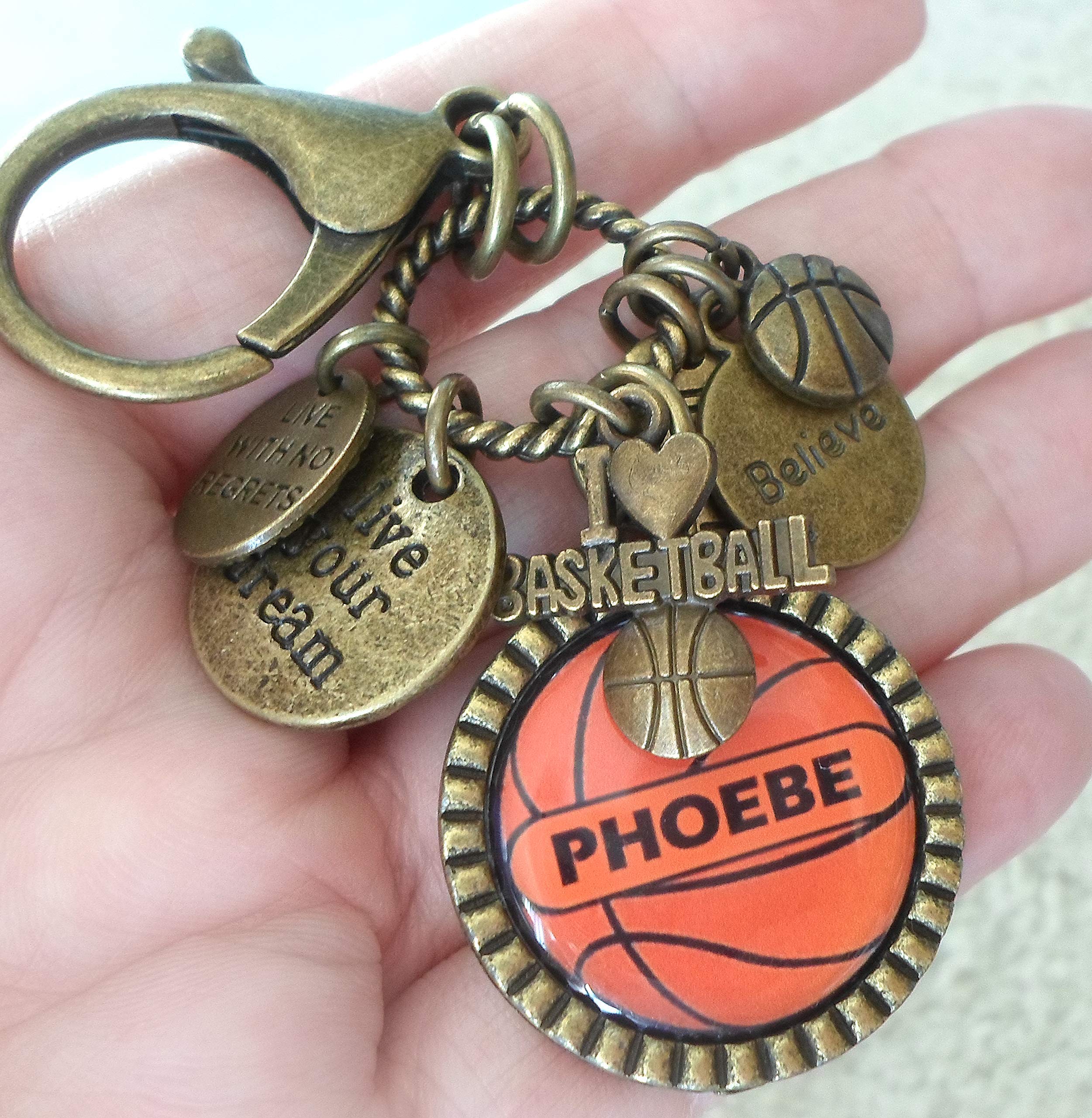 Basketball Dad Keychain - Personalized Sports Gift for Basketball Players & Athletes | Backpack Clip or Necklace for Men | Motivational 'Live Your Dream' & 'No Regrets' Design | Perfect Father's Day, Birthday Gift for Dad & Basketball Lovers | Great for Game Days, Training & Everyday Inspiration