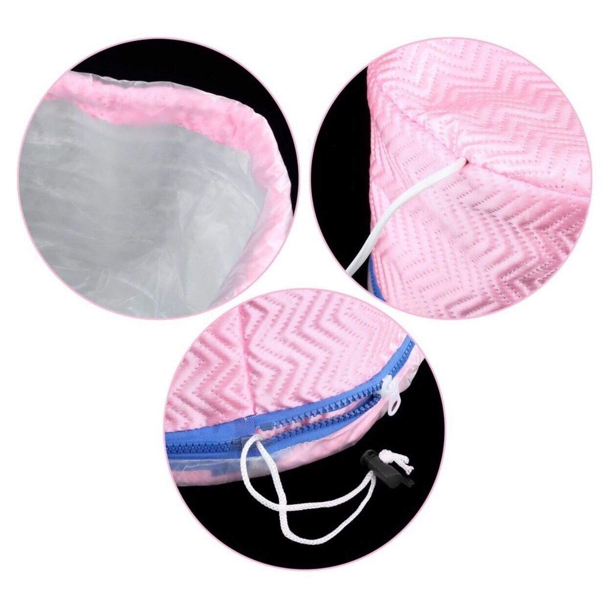 FOK 1Pc Electric Hair Deep Conditioning Thermal Steamer with Heating Cap for Hair Spa Treatment - Pink | At-Home Hair Care & Salon Quality Deep Conditioning