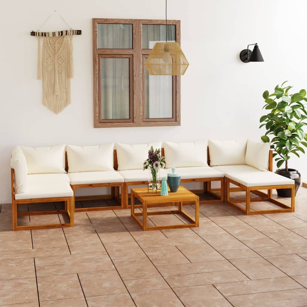 8-Piece VidaXL Patio Lounge Set - Outdoor Garden Furniture with Sectional Sofa, Cushions & Coffee Table - Modern Acacia Wood Design - Perfect for Backyard, Poolside & Patio Relaxation