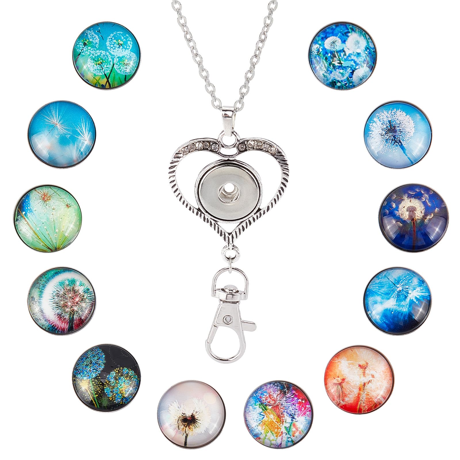 12Pcs Snap Button Lanyard Set - Breakaway Necklace for Office, School & Gifts