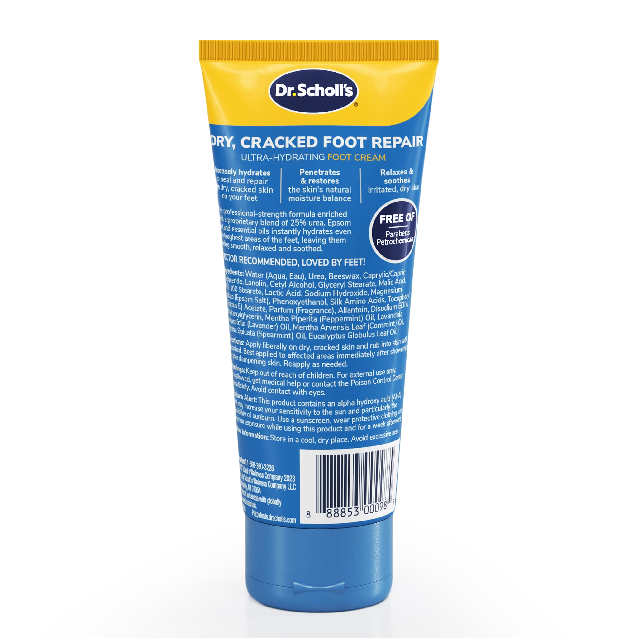 Dr. Scholl's Ultra-Hydrating Foot Cream for Dry Cracked Feet - 25% Urea Moisturizer & Cracked Heel Repair - 3.5 oz Foot Lotion for Soft Healthy Feet - Perfect for Daily Foot Care, Pedicures & Dry Skin Relief