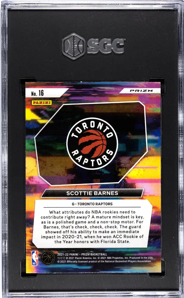 2021-22 Panini Prizm Scottie Barnes Instant Impact Silver Prizm Rookie Card SGC 10 Gem Mint - Perfect for NBA Collectors & Toronto Raptors Fans Display