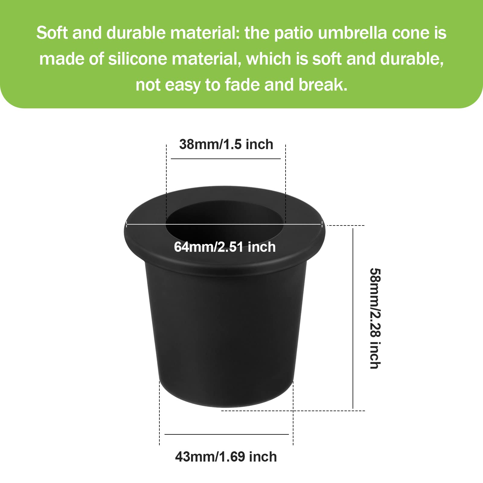 Outus Patio Table Umbrella Hole Ring - 4 Pack Black Umbrella Cone Wedge Plug & Stabilizer Sleeve for 2-2.5