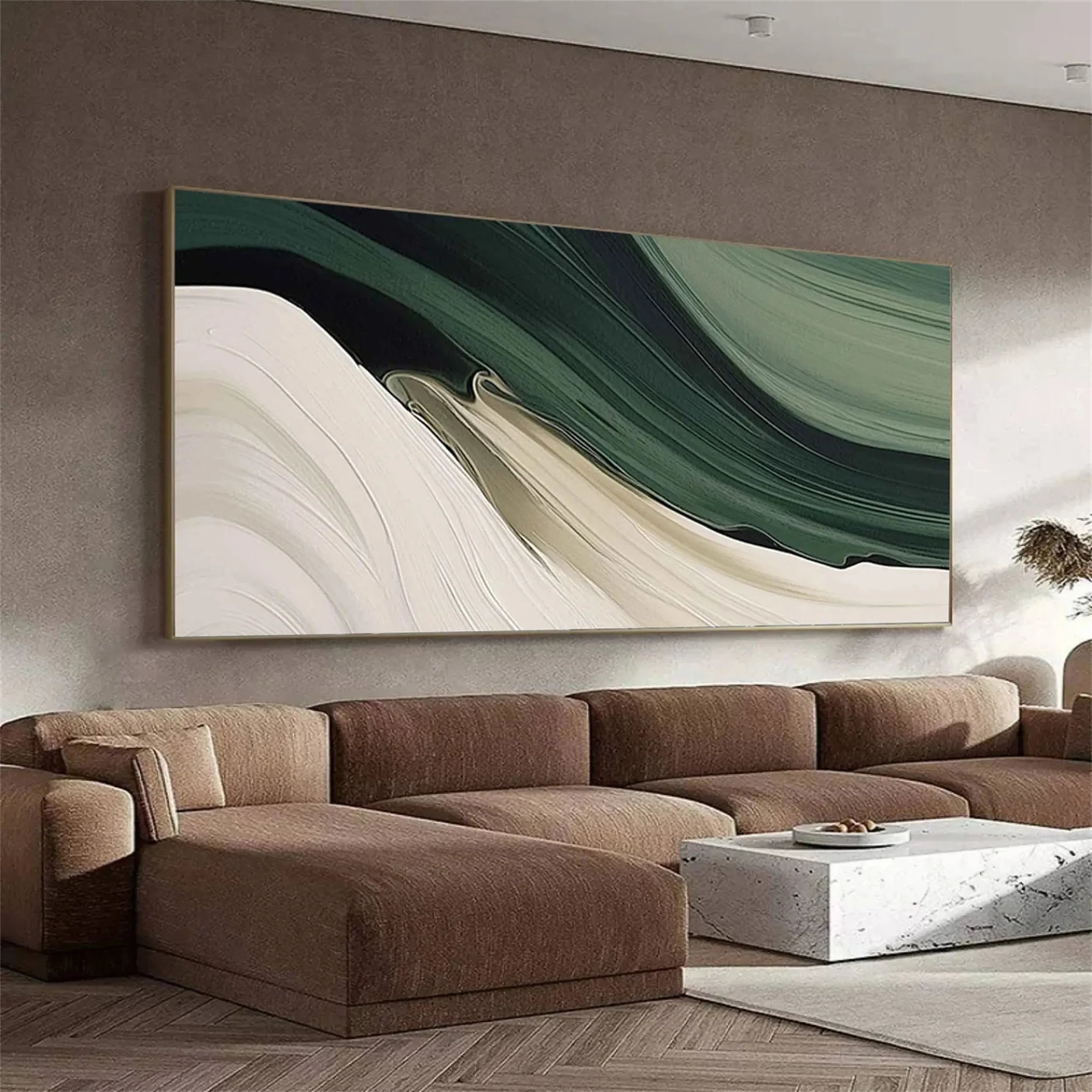 Blue & Green Abstract Wall Art Painting #BG045 - Modern Canvas Print for Living Room, Bedroom & Office Decor