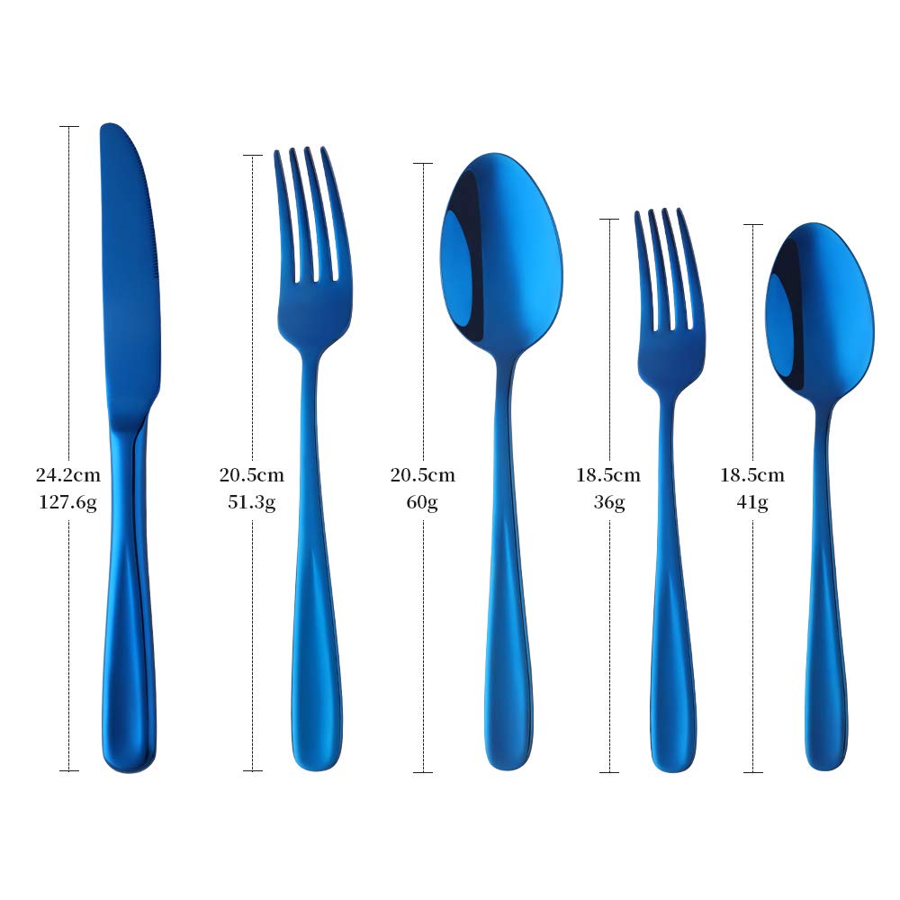 Buyer Star 20-Piece Stainless Steel Flatware Set for 4 - Heavy Duty 18/8 Cutlery Set in Blue, Durable Kitchen Utensils for Home, Hotel & Restaurant Use - Perfect for Dining, Entertaining & Daily Meals
