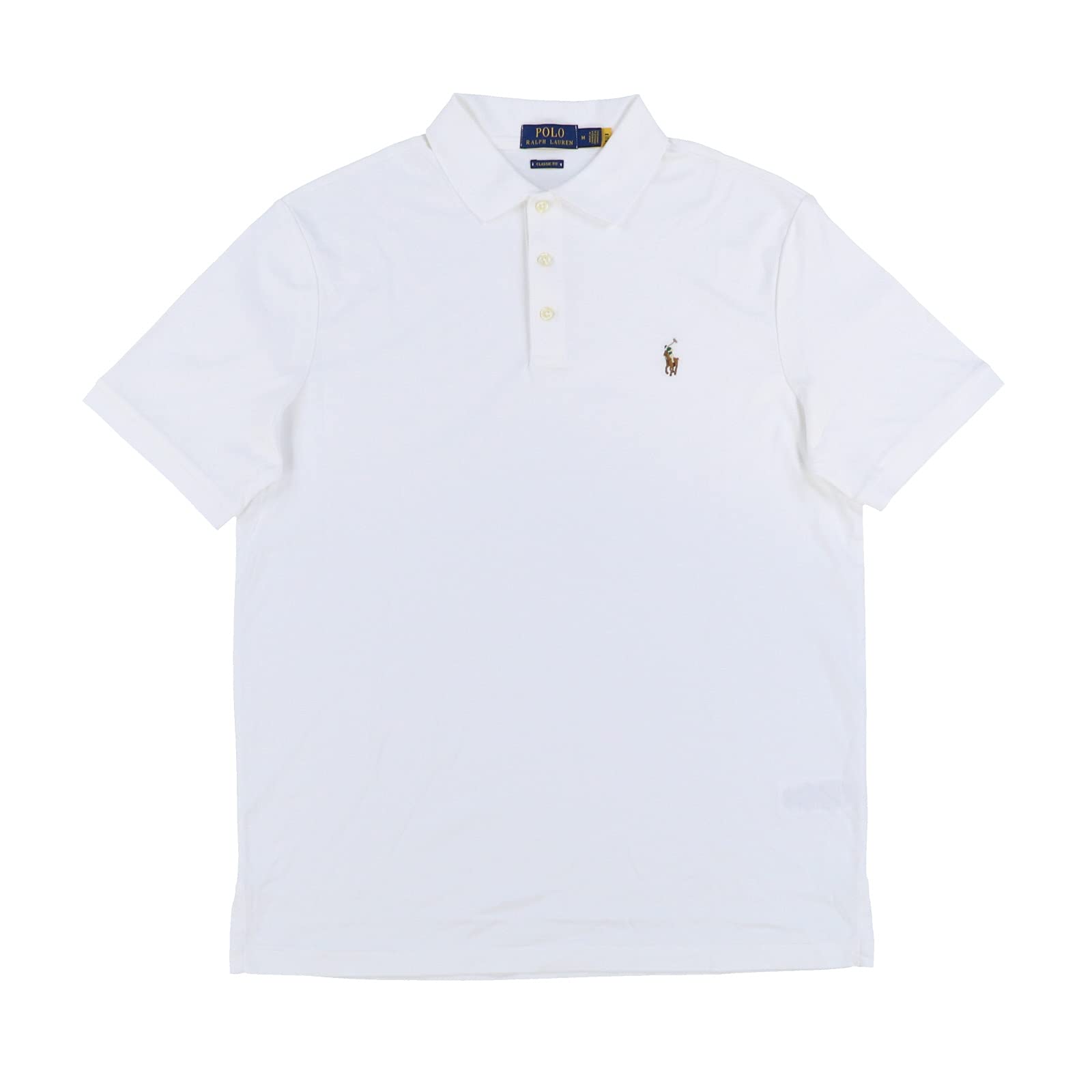 POLO RALPH LAUREN Men's Classic Fit 3-Button Interlock Polo Shirt - Large, White | Casual Wear for Golf, Office & Everyday Outfits