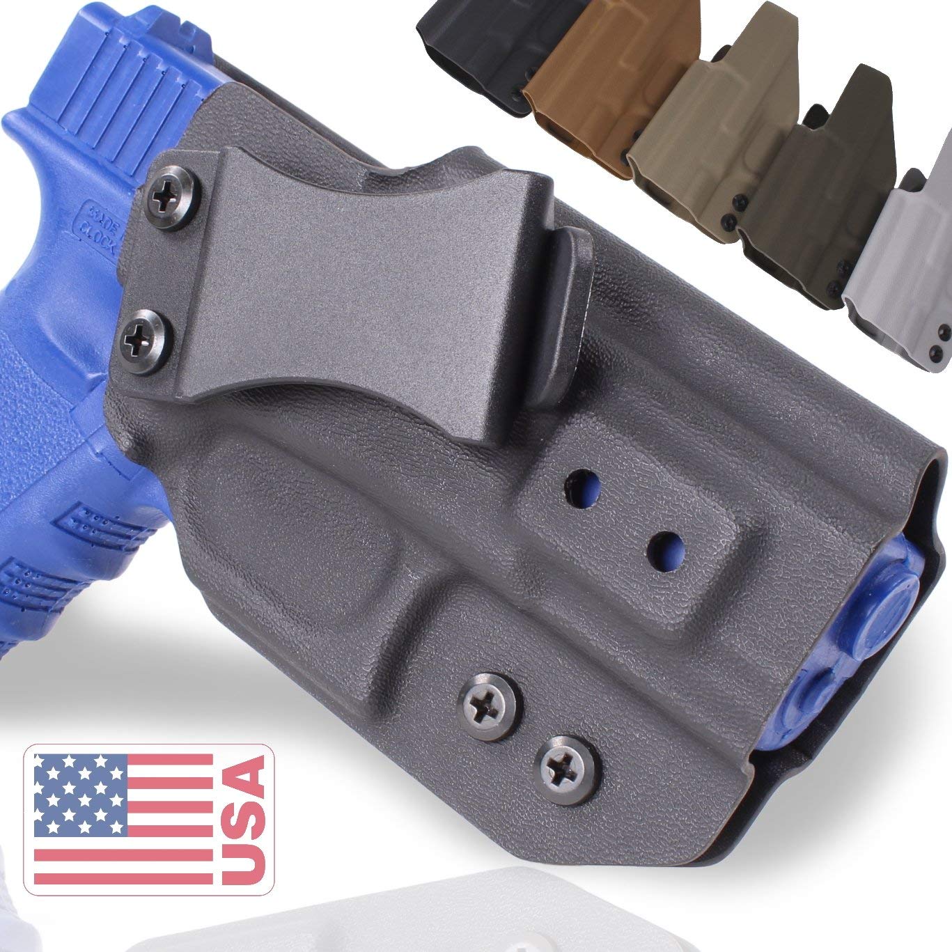 QuickClip Pro Tuckable IWB Kydex Gun Holster for Concealed Carry - Adjustable Belt Clips & Custom Fit - Made in USA - Perfect for Everyday Carry, Tactical Training & Self-Defense