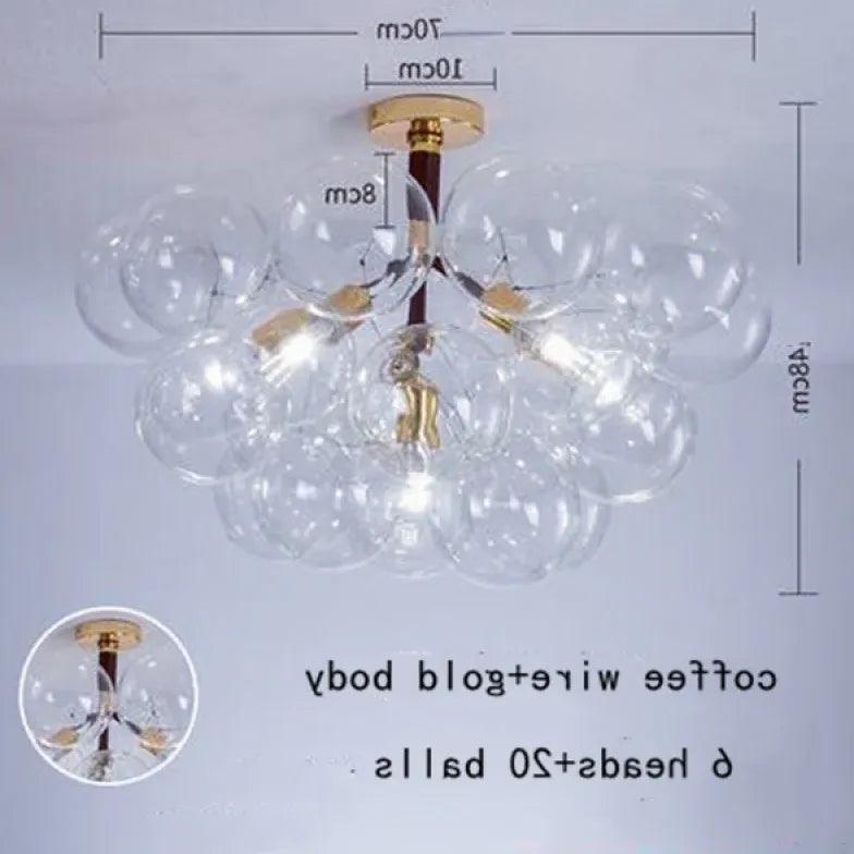 Elegant Transparent Glass Bubble Chandelier - Modern Artistic Lighting Fixture for Dining Room, Living Room & Bedroom Decor