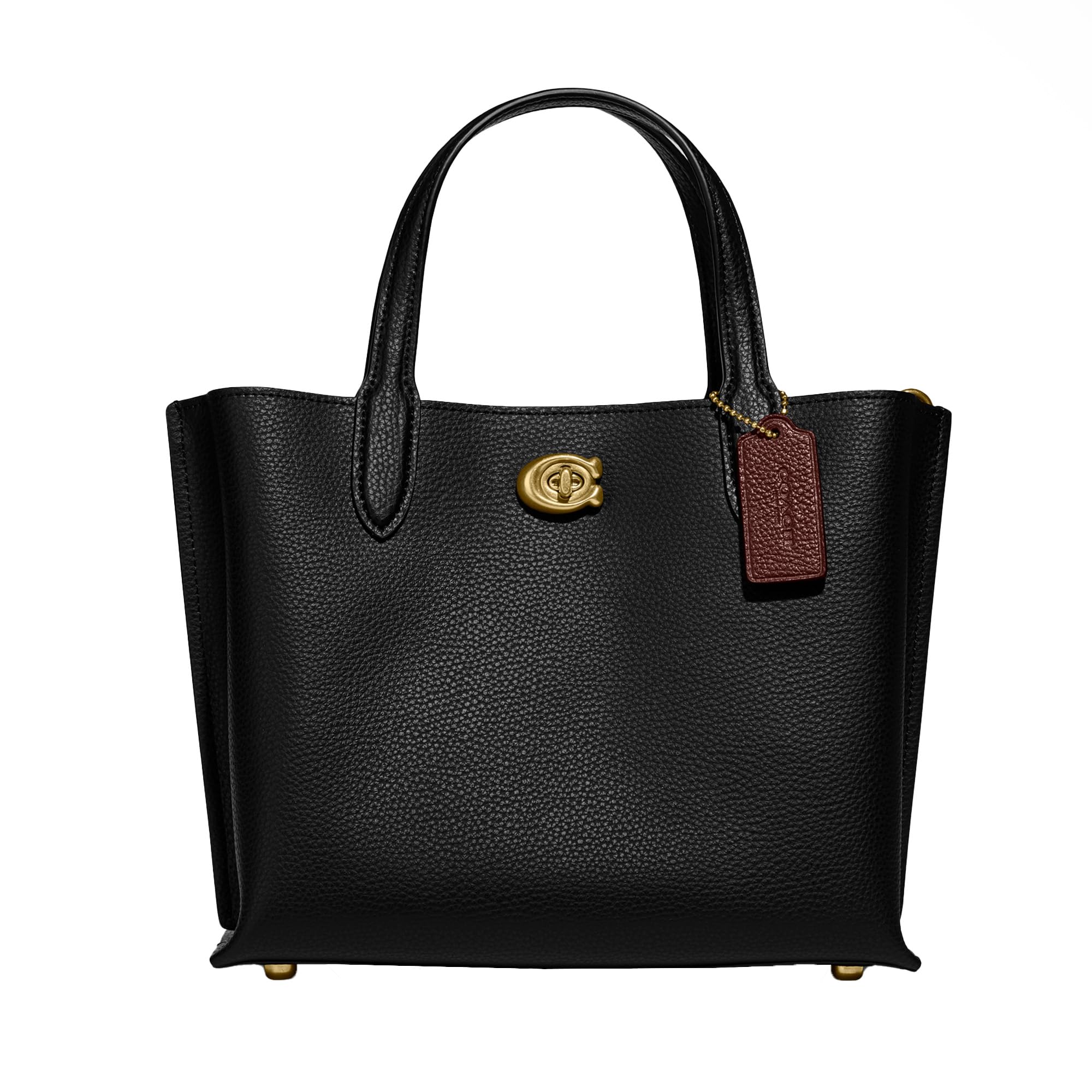 COACH Polished Pebble Leather Willow Tote 24 - Premium Black Leather Handbag for Women | Stylish Work Bag, Everyday Purse & Travel Tote