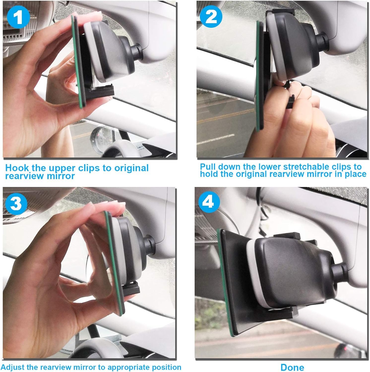 Wide Angle Frameless Rear View Mirror for Cars, SUVs & Trucks - 2 Pack Convex Blind Spot Mirrors | Panoramic Clip-On Interior Mirror to Reduce Blind Spots | Perfect for Parking, Lane Changing & Safe Driving