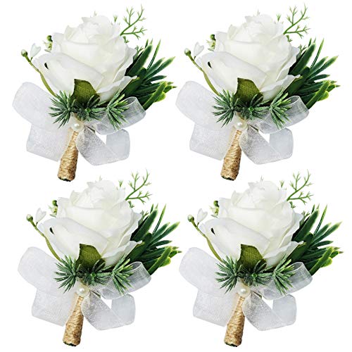 4pcs White Corsages