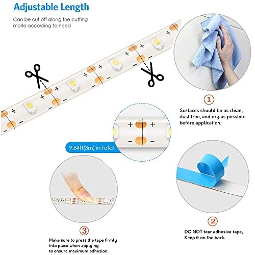 Battery Operated LED Strip Lights - 9.8ft 90 LEDs with Remote, Timer & Dimmable - Waterproof Flexible Light Strips for Indoor Outdoor Use - Perfect for TV Backlight, Bedroom, Kitchen, Boat Decor (Blue)