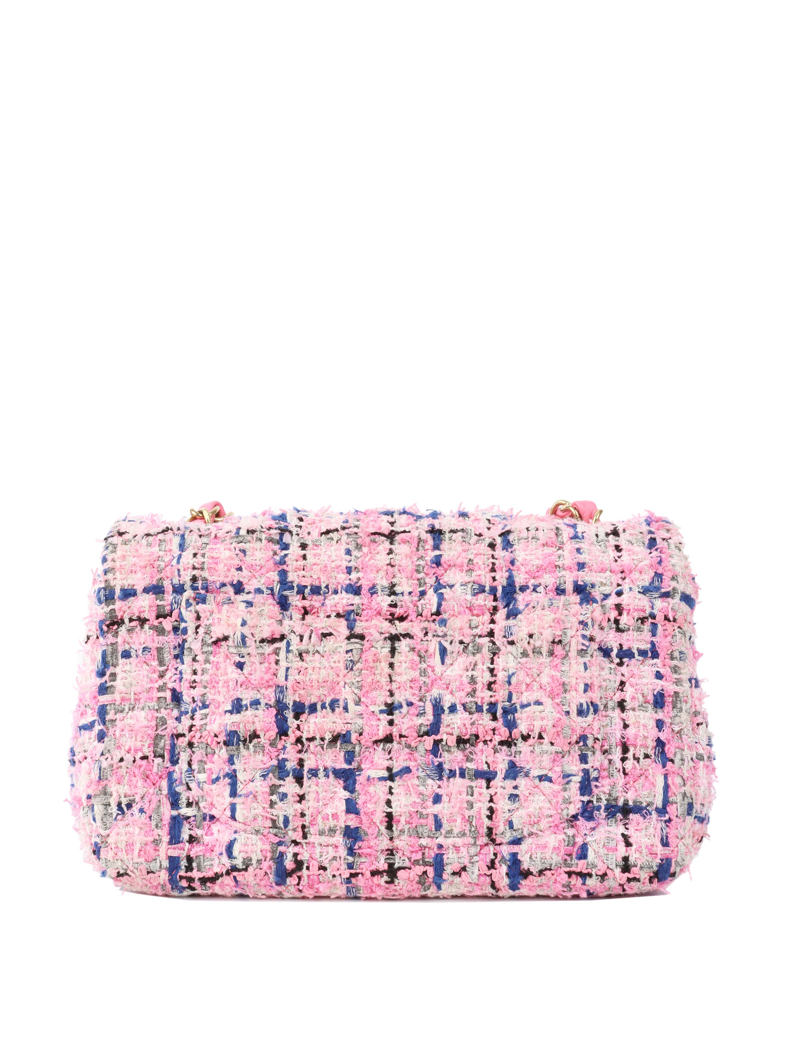Chanel Pink & Blue Tweed Mini Rectangular Classic Flap Bag - Luxury Designer Handbag for Women | Perfect for Parties, Weddings & Special Occasions