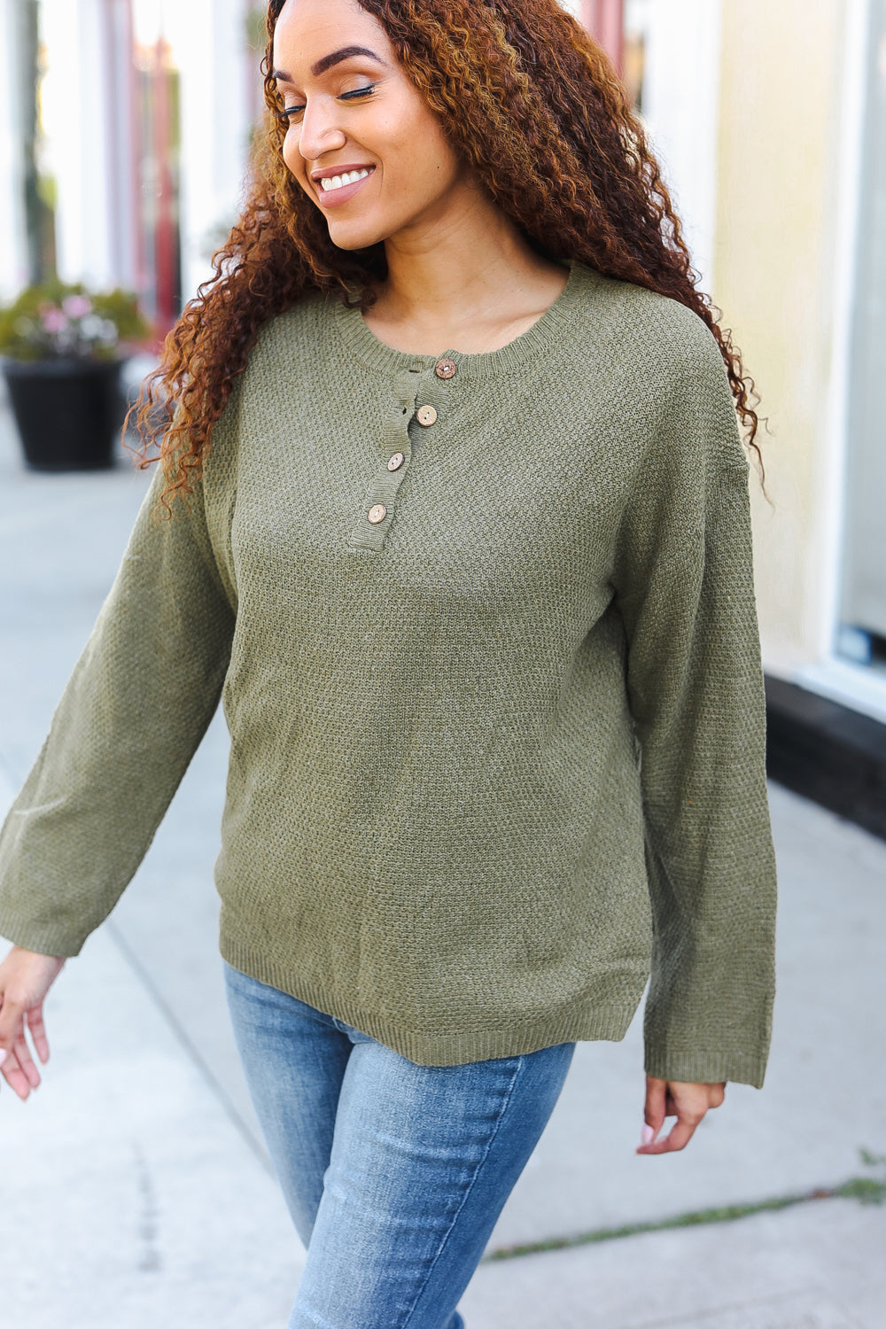 Stylish Moss Green Ribbed Button Down Sweater for Women | Cozy Knit Pullover for Fall & Winter | Perfect for Office, Casual Outfits & Layering