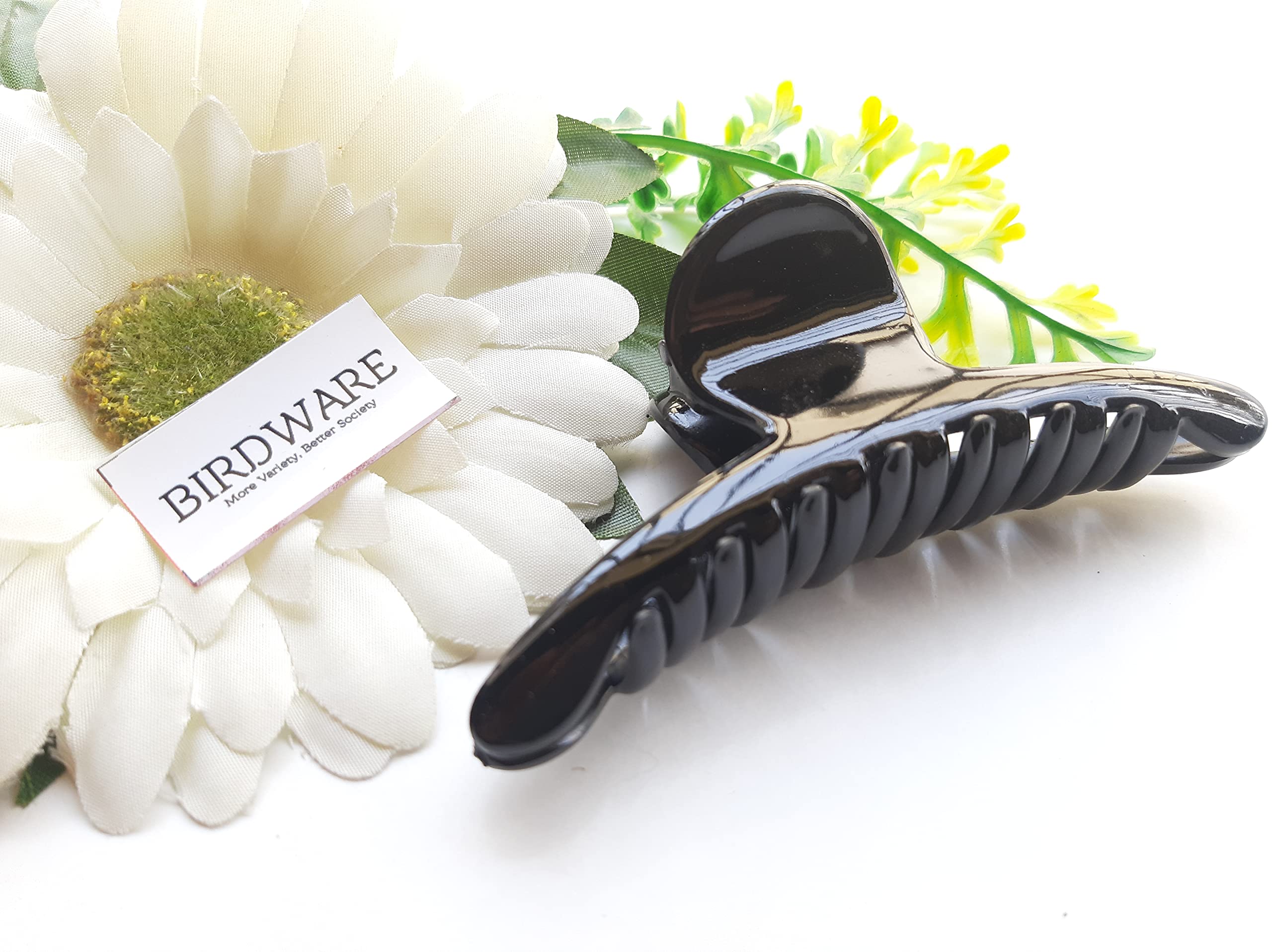 BIRDWARE Large Acrylic Butterfly Hair Clips for Women - 3 Pack (Black, White, Shell) | Elegant Hair Accessories for Parties, Weddings & Everyday Styling
