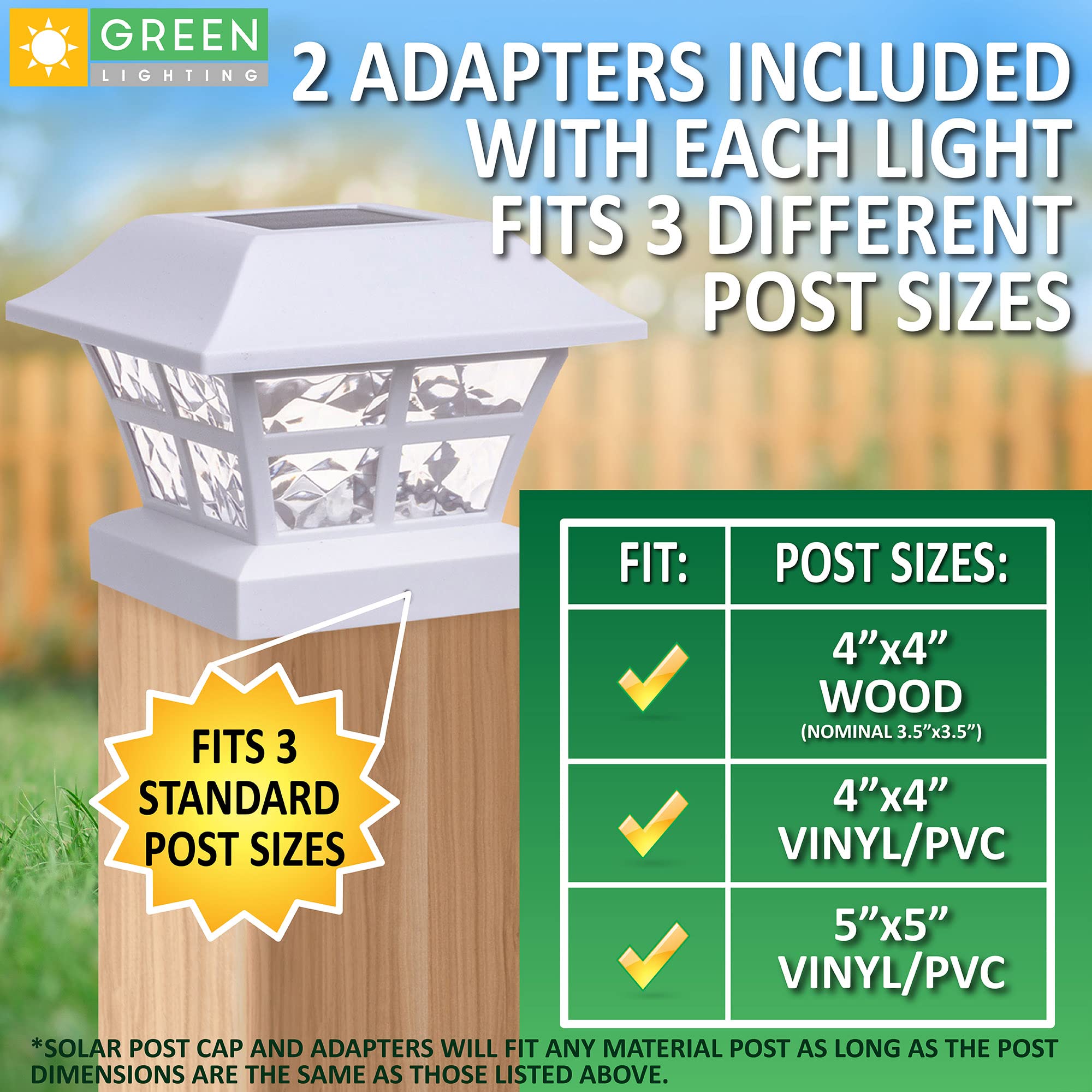 GreenLighting Evolve White Solar Post Cap Lights - Waterproof 4x4 & 5x5 Outdoor Solar Fence Post Lights (4 Pack) - Perfect for Deck, Garden, Pathway & Driveway Lighting