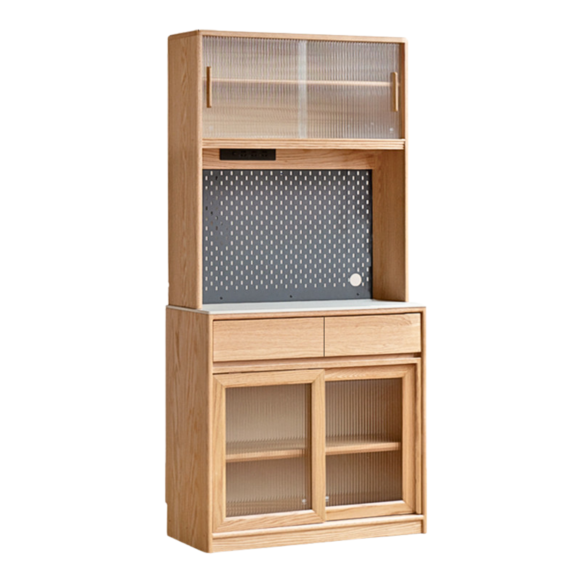 Solid Oak Wood Rock Board Modern Sideboard - Stylish Storage Cabinet for Living Room, Dining Room, or Entryway