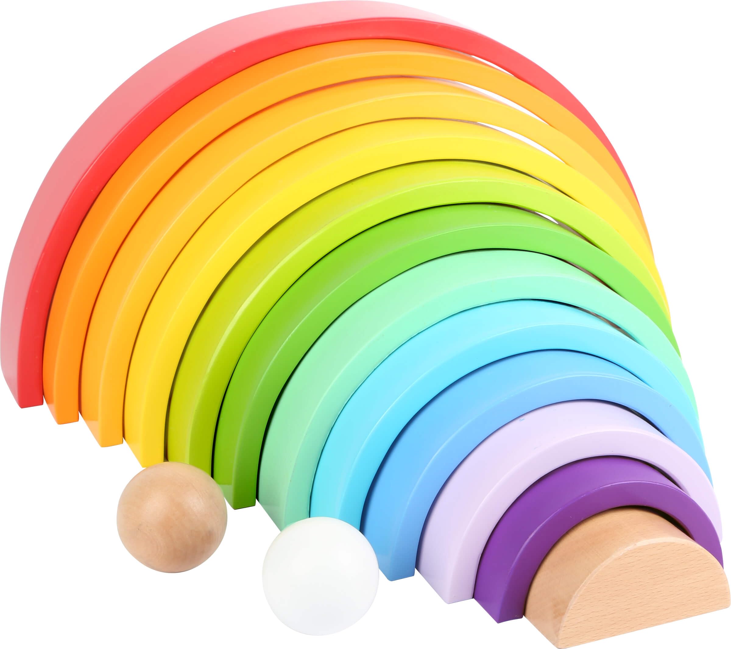 Small Foot Wooden Rainbow Blocks XL - 12-Piece Set with 2 Balls for Kids & Kindergarten Play