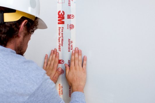3M Fire and Water Barrier Tape FWBT4 | 4 Inch x 75 Feet (12 Rolls per Case) - Fireproof Sealant for HVAC, Plumbing & Electrical Openings - Ideal for Home & Commercial Construction