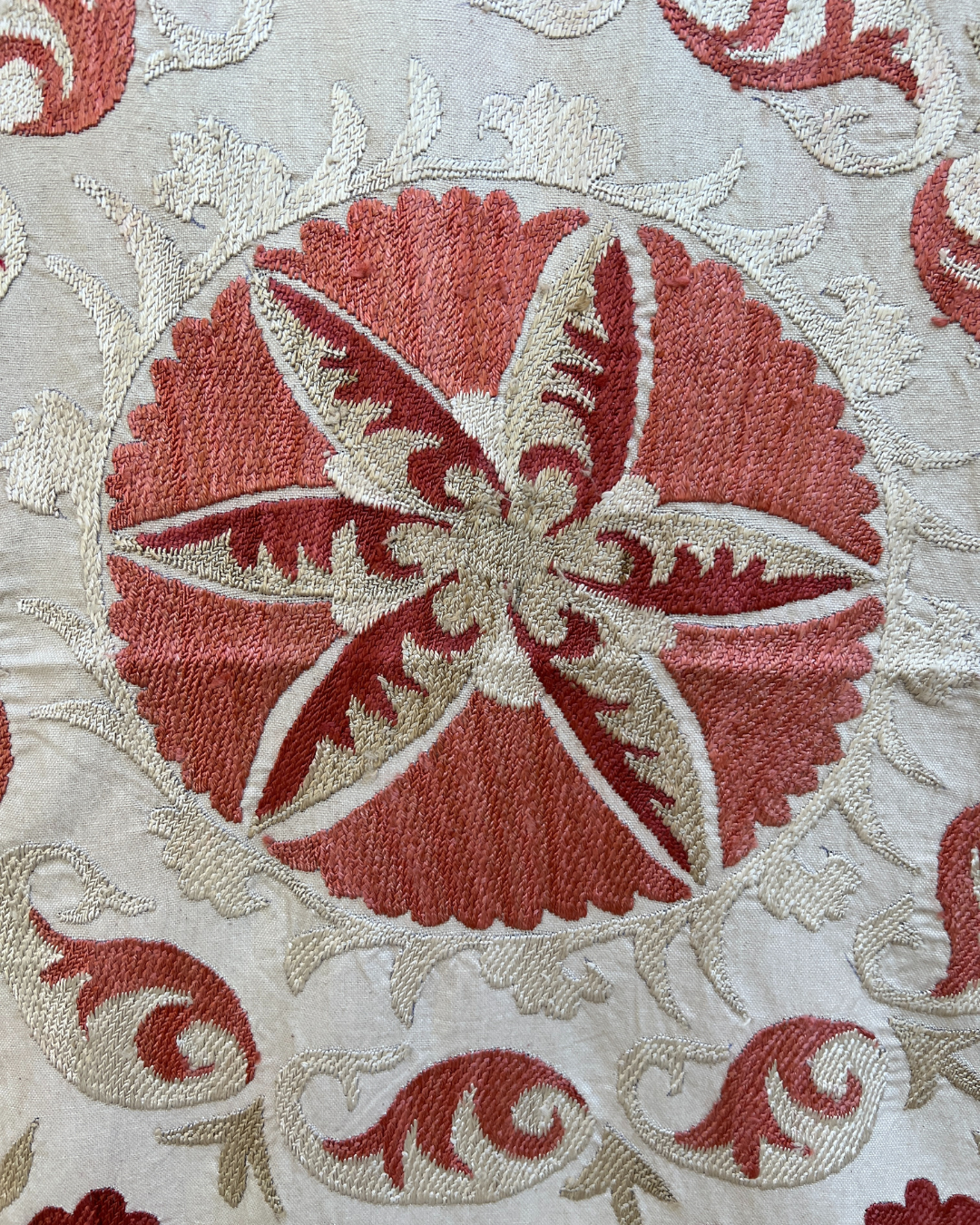 Handmade Suzani No. 224 Embroidered Cotton Throw Pillow Cover - Bohemian Home Decor for Living Room, Bedroom & Sofa
