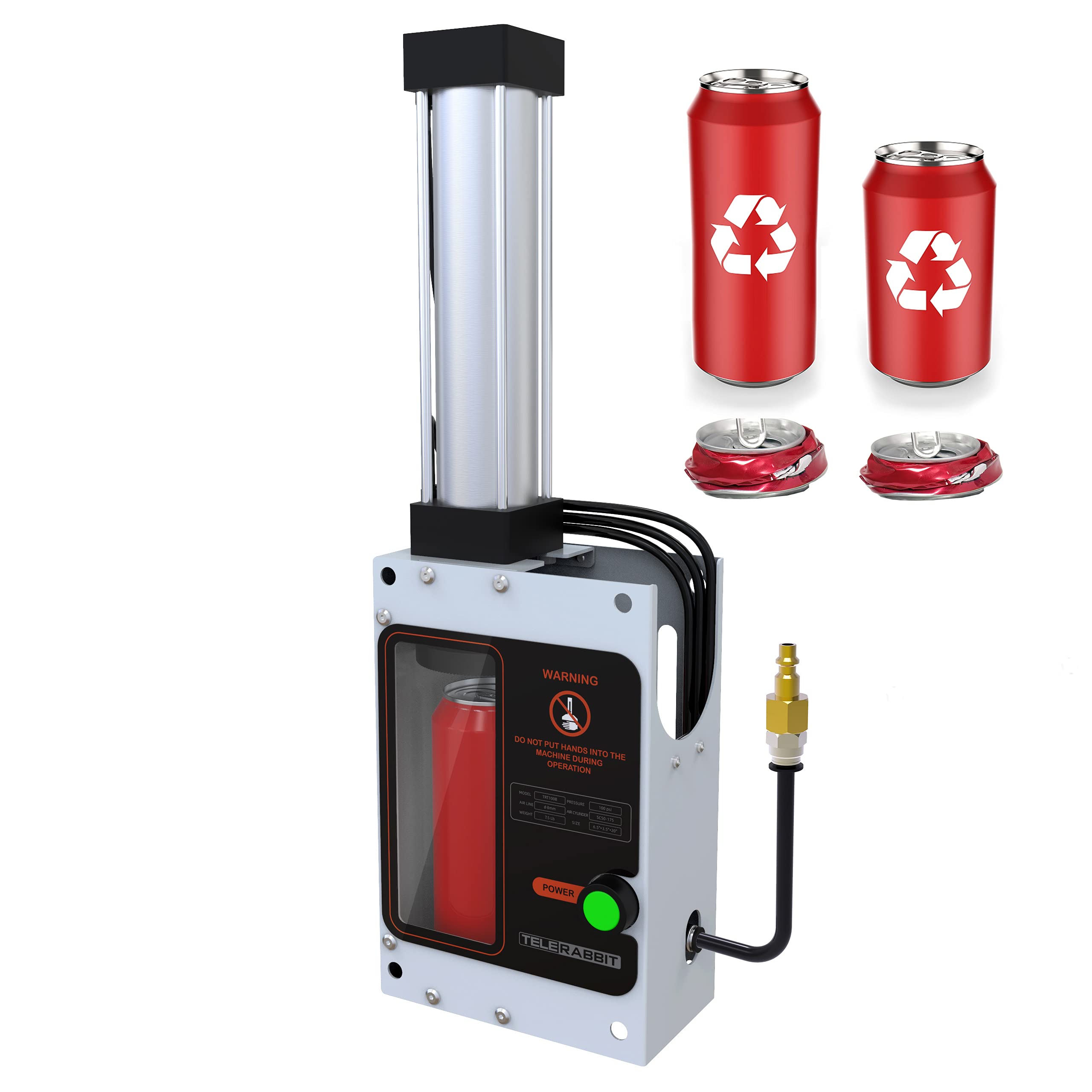 12oz/16oz Pneumatic Can Crusher - Wall Mounted Aluminum Can Smasher for Recycling with Automatic Discharge | Safe & Efficient Recycling Tool for Home, Garage & Workshop Use