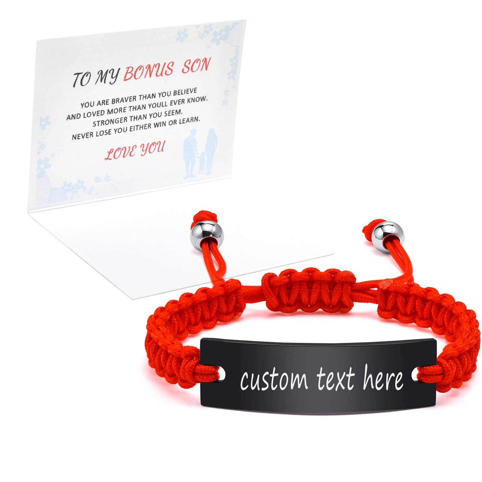 XUANPAI Personalized Son Bracelet - Braver Engraved Red String Gift for Birthday & Graduation