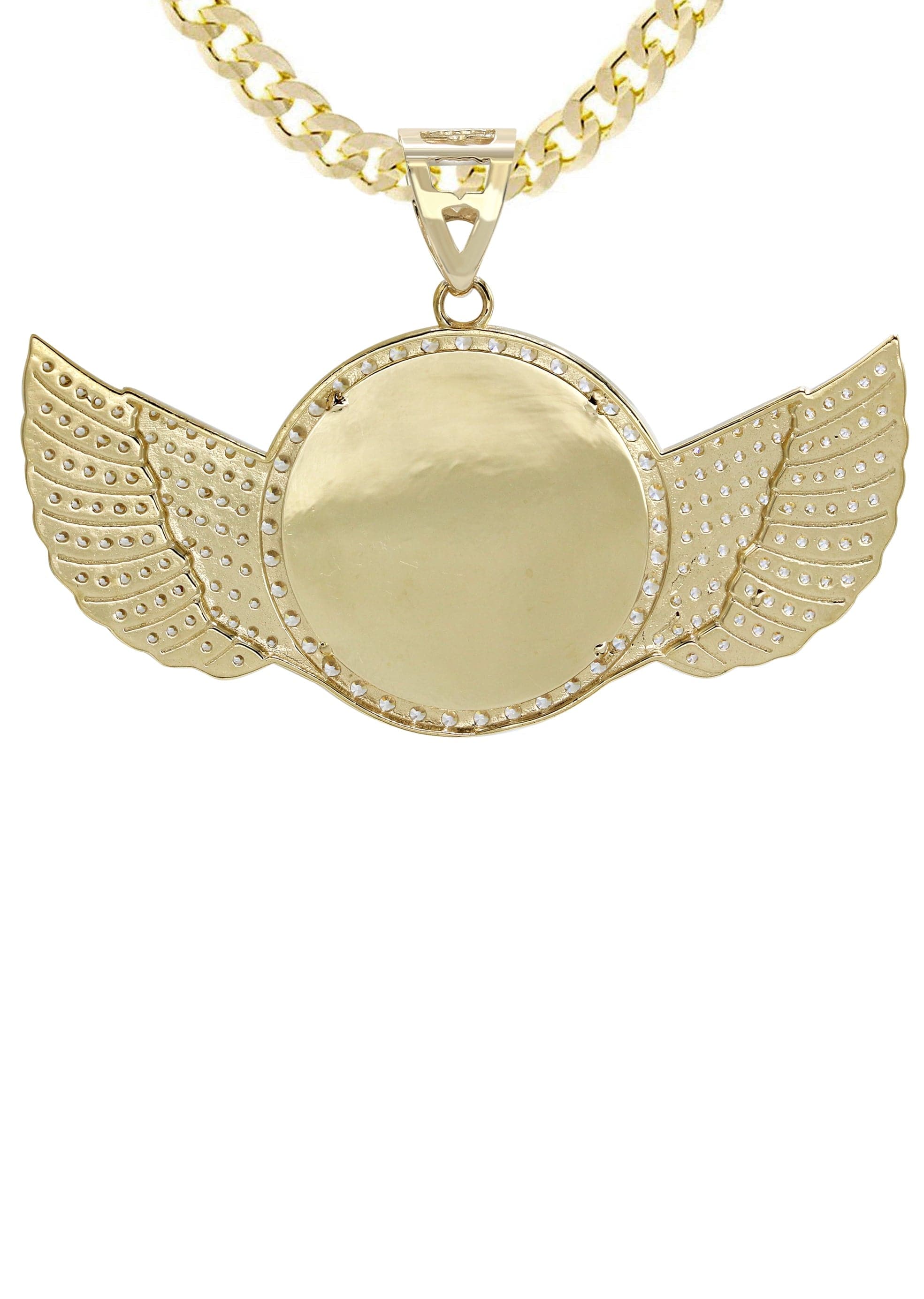 10K Yellow Gold Wings Picture Pendant Necklace - 19.2 Grams | Elegant Jewelry Gift for Women | Perfect for Anniversaries, Birthdays & Special Occasions