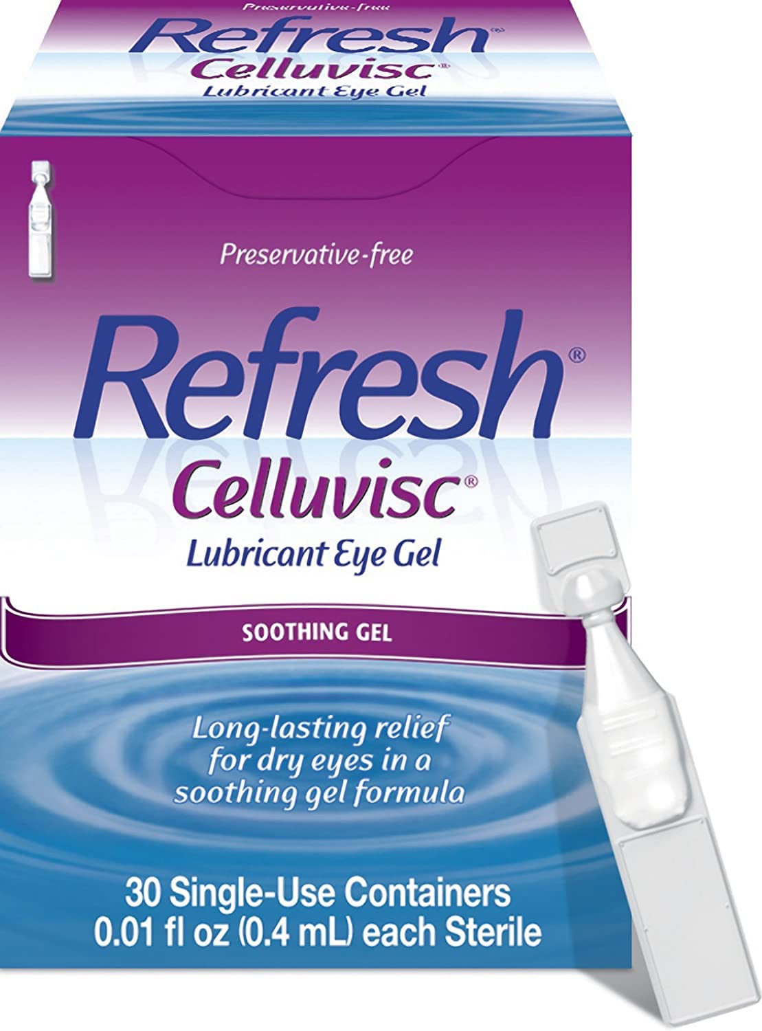 Refresh Celluvisc Lubricant Eye Gel - 30 Single-Use Containers (Pack of 6) | Dry Eye Relief for Contacts Wearers & Computer Users | Travel-Friendly Eye Drops for Irritation & Redness