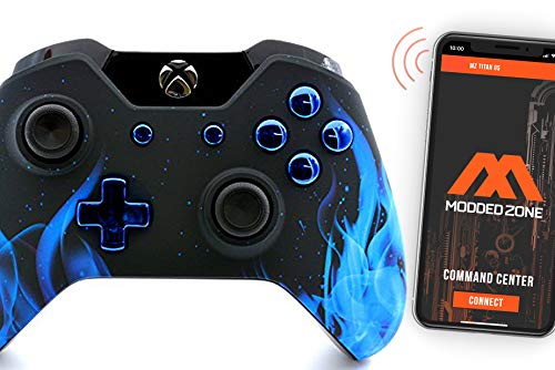 Premium Rapid Fire Modded Controller for Xbox One S/X - 40+ Custom Mods for Call of Duty, Fortnite & FPS Games - Blue Fire Chrome Design with 3.5mm Jack - Perfect for Competitive Gaming & Esports Tournaments