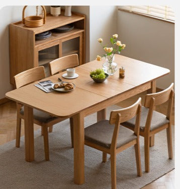 Solid Oak Wood Extendable Folding Dining Table - Expandable for Small Spaces, Perfect for Apartments & Family Gatherings