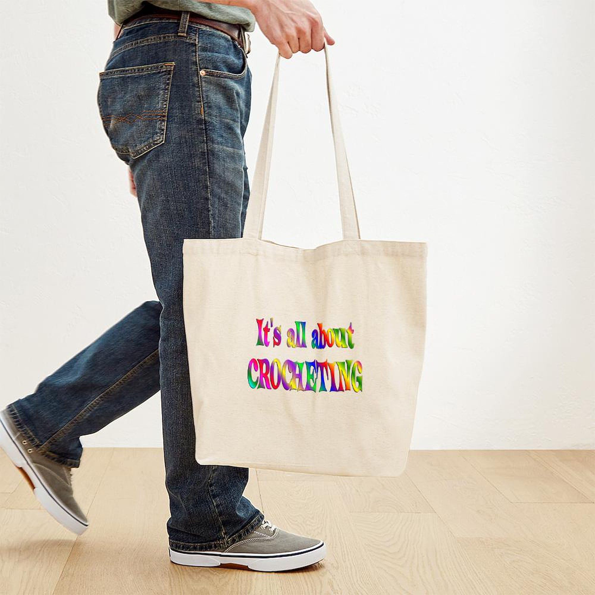 About Crocheting Tote Bag - Natural Canvas Reusable Shopping Bag for Groceries, Beach & Daily Use | Eco-Friendly Cotton Tote | Personalized Gift Idea