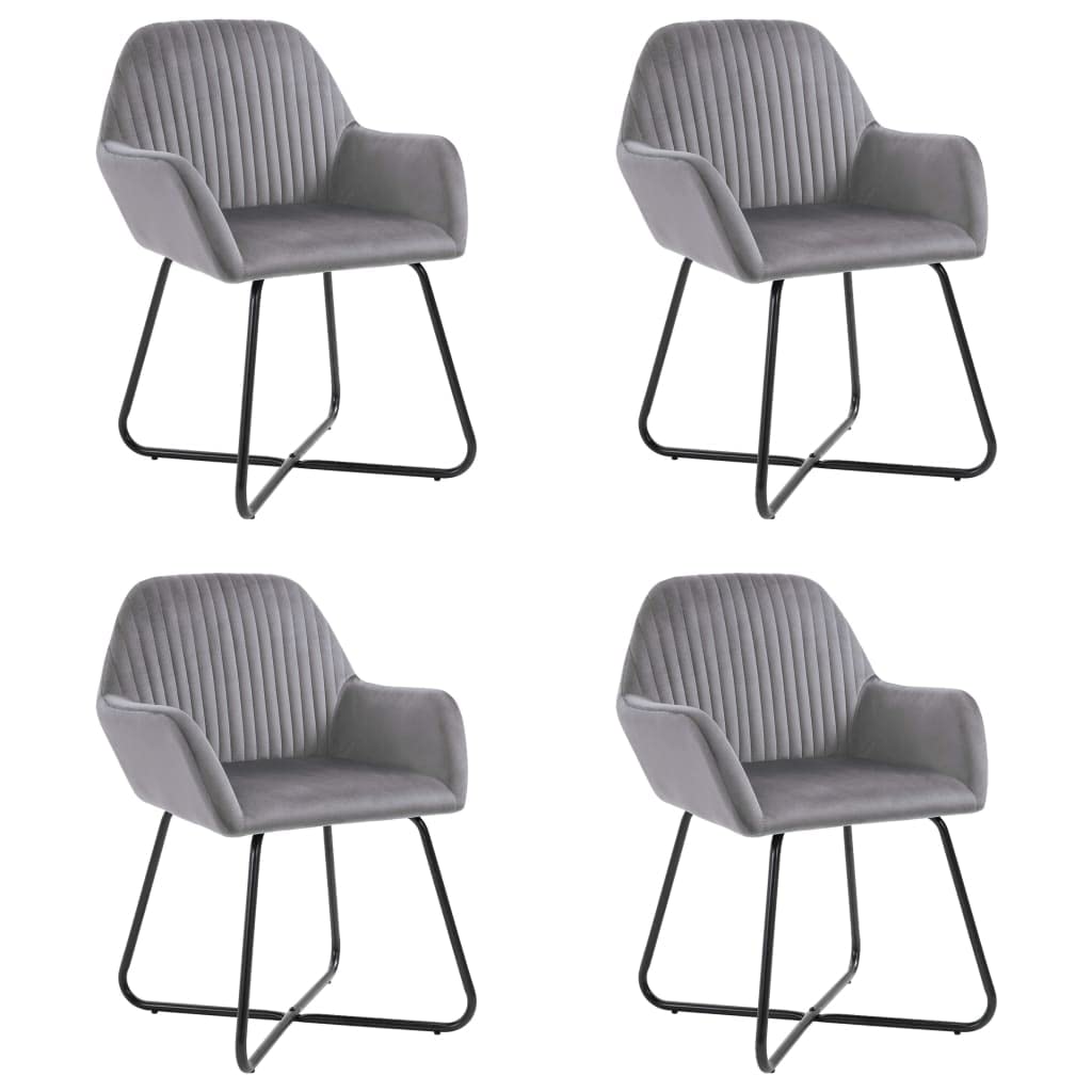 vidaXL 2-Piece Gray Velvet Upholstered Dining Chairs with Metal Legs - Modern Accent Chairs 24