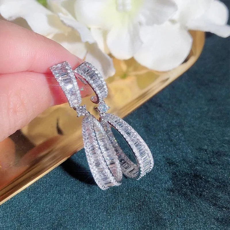 18K White Gold 3.0ct H SI Real Diamond Letter 8 Drop Earrings for Women | Fine Jewelry Gift for Engagement Party & Grand Banquet | Elegant Wedding, Anniversary & Special Occasion Accessories