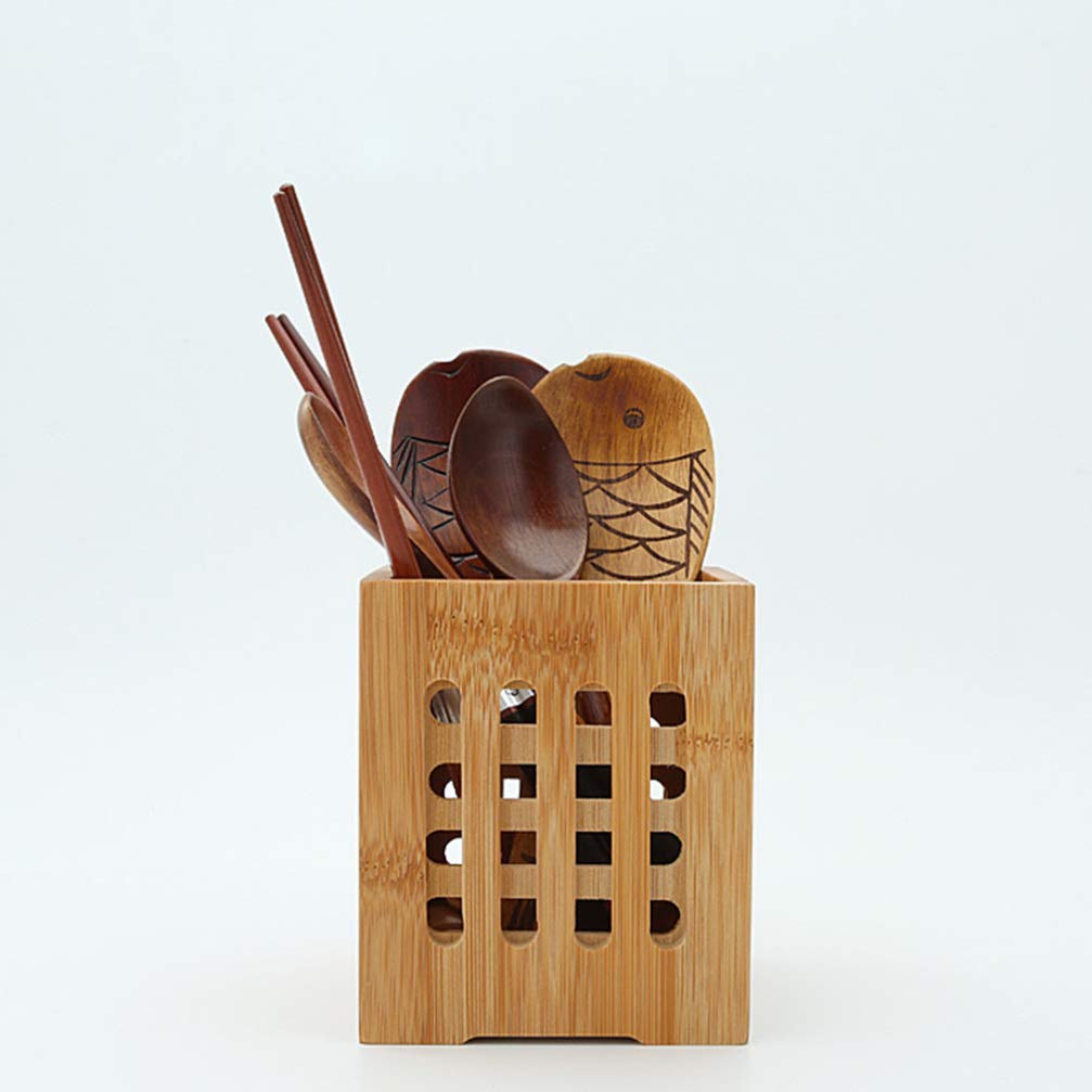 Bamboo Utensil Organizer - Cutlery Holder for Forks, Spoons, Knives & Chopsticks | Kitchen Drawer & Countertop Storage Solution