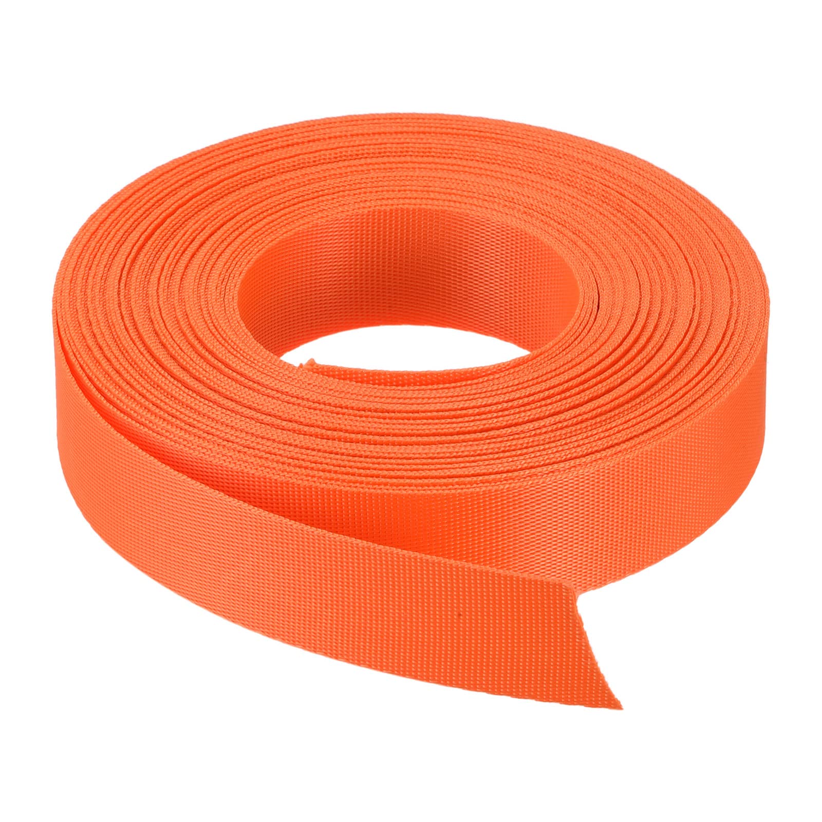 1 Inch x 15 Yards Bright Orange Nylon Webbing Strap - Heavy Duty Flat Cargo Strap for Backpacks, Luggage Racks & Outdoor Gear | Durable Tie Down Straps for Camping, Travel & Storage