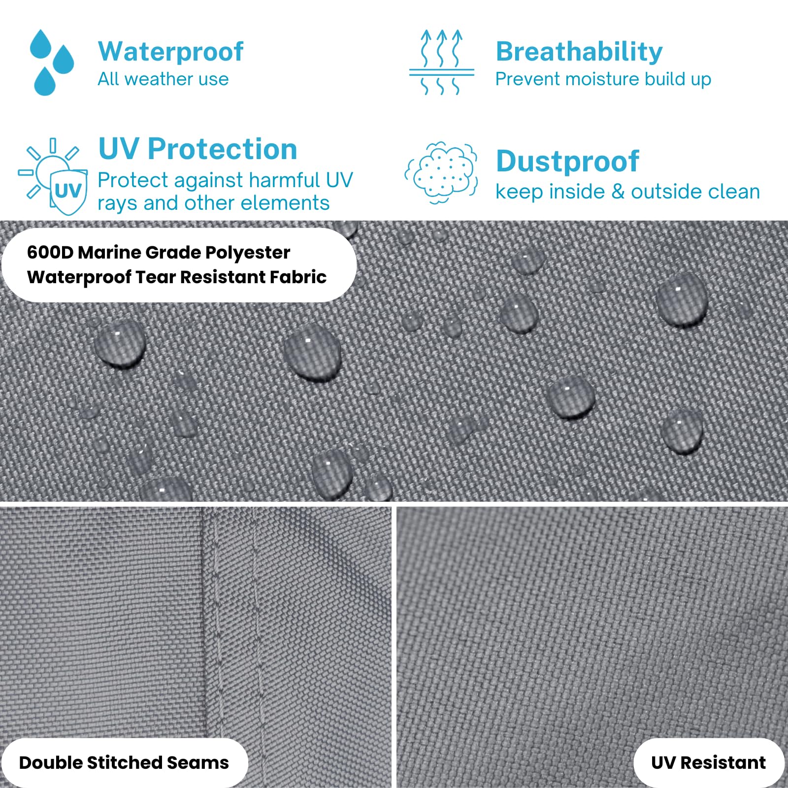 Heavy Duty 600D Polyester Waterproof Pontoon Boat Cover - Marine Grade Trailerable Deck Cover for 17ft-20ft Boats (Beam Width up to 102