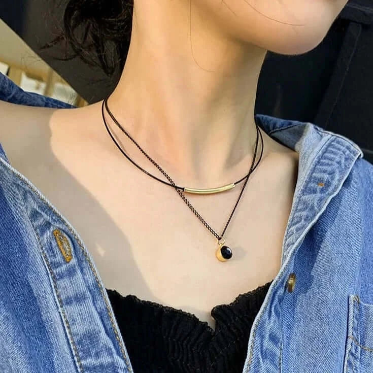 Trendy Black Leather Choker Necklace for Women - Gothic Layering Choker Pendant Necklace | Perfect for Parties, Halloween, Cosplay & Everyday Fashion Accessories