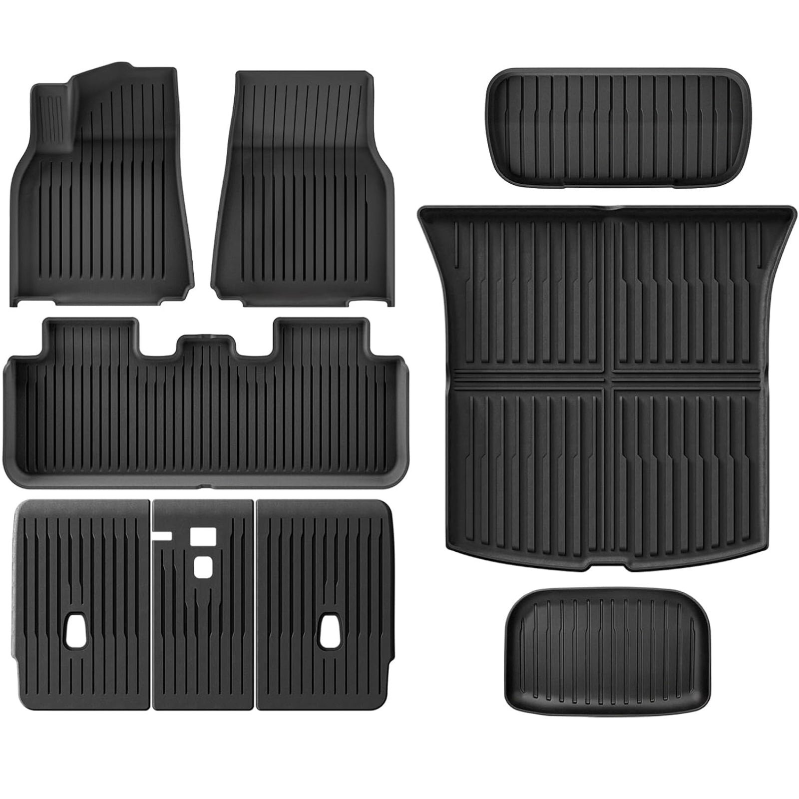 Premium All-Weather 9-Piece Tesla Model Y Floor Mat Set (2025-2026) - Non-Slip Front/Rear/Cargo Liners + 2nd Row Seat Back Protectors | Durable Interior Accessories for 5-Seat Model Y | Perfect for Daily Commutes, Road Trips & Family Adventures