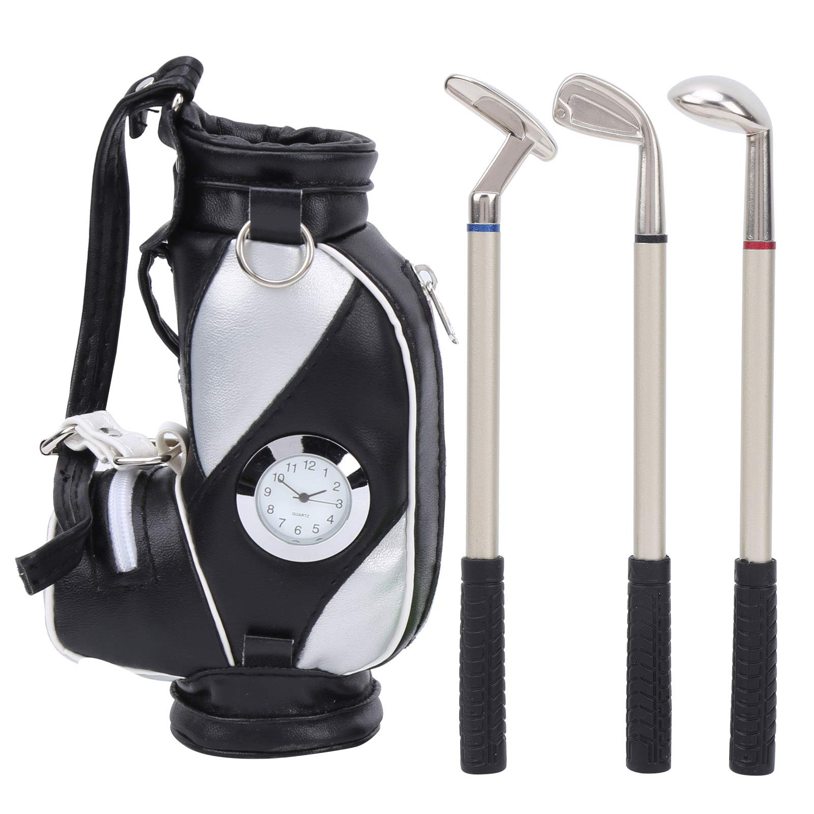 VGEBY Mini Desktop Golf Bag Pen Set with Clock - Unique Office Gift & Golf Souvenir for Golf Lovers (Perfect for Desk Decor, Corporate Gifts & Golf Tournament Prizes)