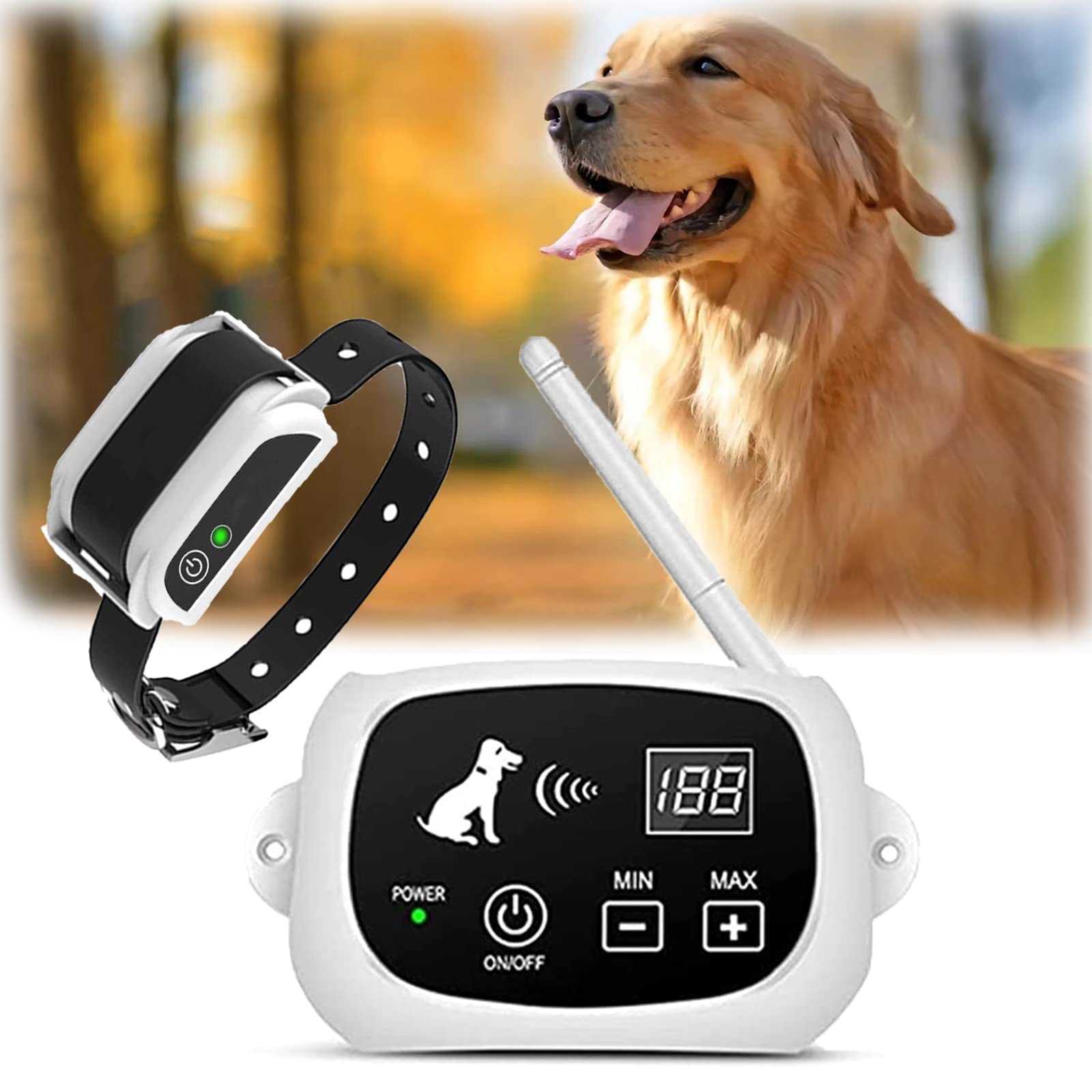 Wireless Dog Fence Electric Pet Containment System with Training Collar - Adjustable 80-1640ft Range, IP67 Waterproof & Rechargeable - Safe Boundary Solution for All Dog Sizes - Perfect for Backyard, Farm & Outdoor Pet Training