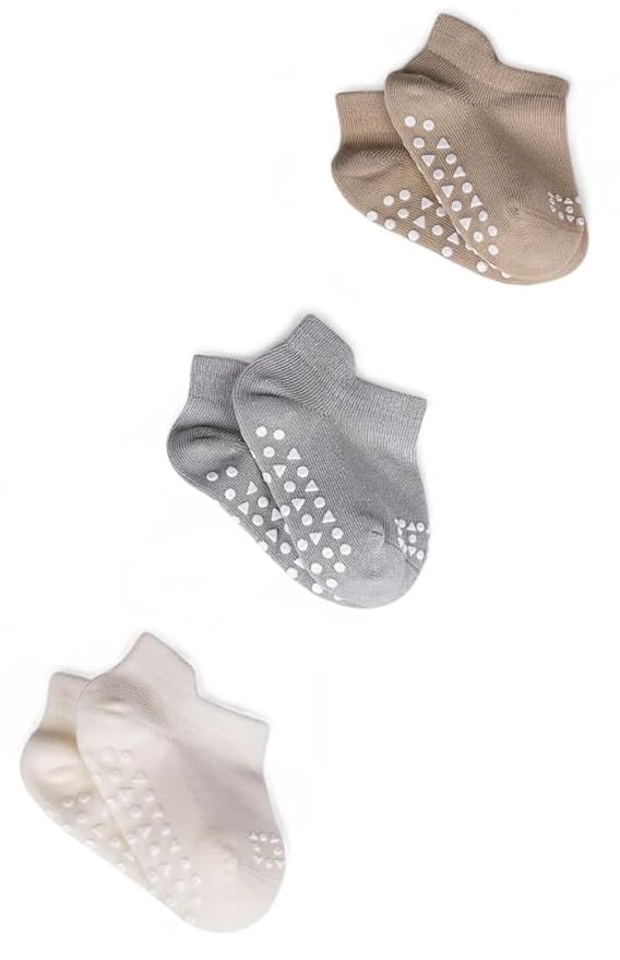 Non-Slip Baby Socks with Grips - Low Cut Ankle Socks for Infants, Toddlers & Kids (Boys & Girls) - Perfect for Playtime, Crawling & First Steps