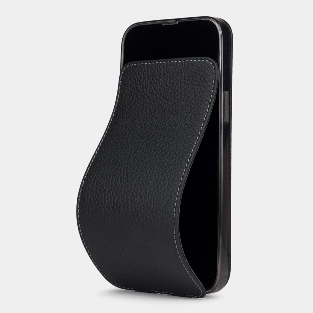 Premium Ultra Thin Leather Folio Case for iPhone 13 Pro - Patented Design - Handcrafted in France - Black - Perfect for Business & Travel Protection