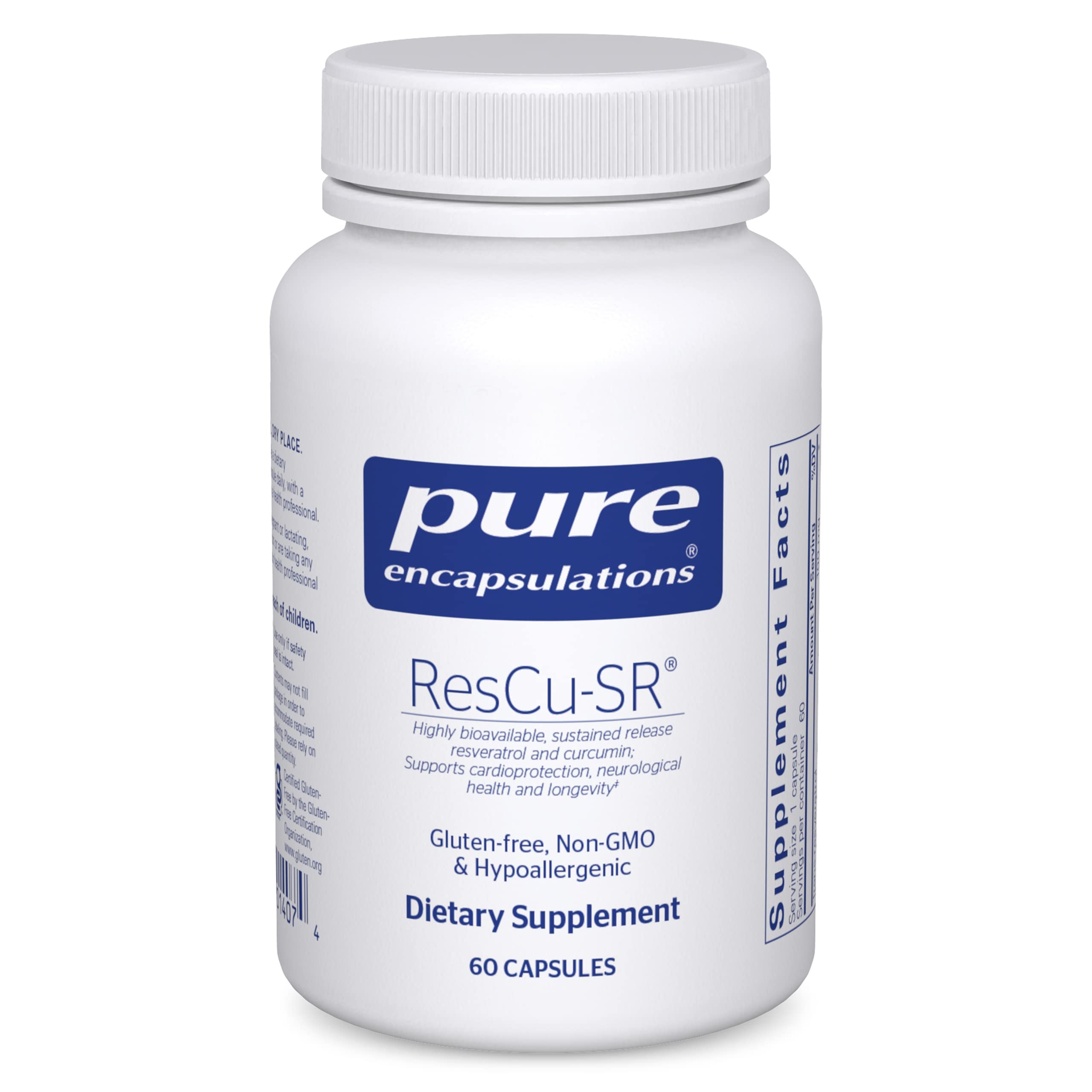 Pure Encapsulations ResCu-SR Hypoallergenic Supplement - 60 Capsules for Longevity, Heart & Brain Health | Antioxidant Support for Active Adults & Seniors | Vegan & Non-GMO Formula