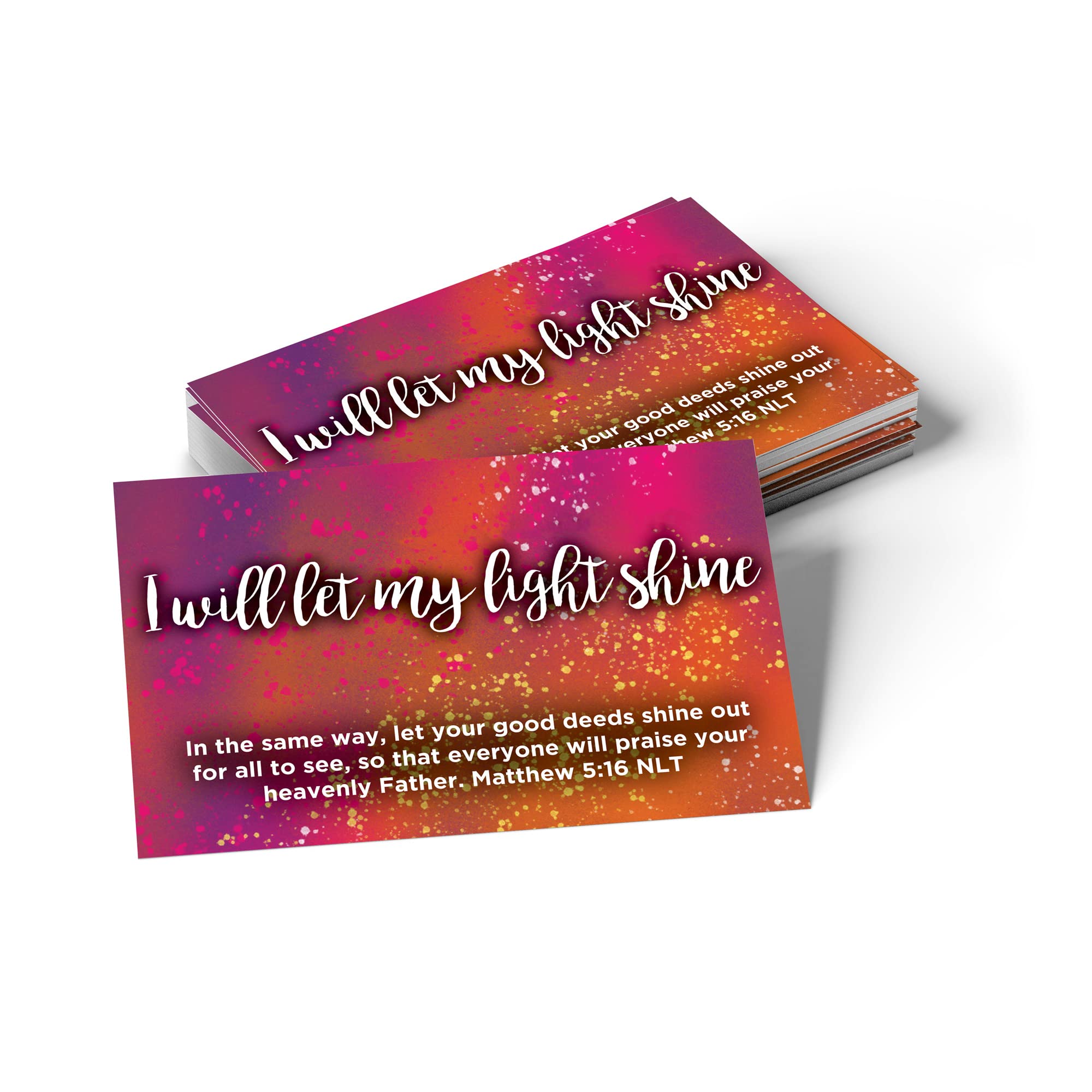 Bulk Pack of 25 Christian Affirmation Scripture Cards for Kids - Matthew 5:16 'Let Your Light Shine' Bible Memory Verse Cards | Perfect for Children's Church, Sunday School, Youth Ministry & Daily Devotional Encouragement