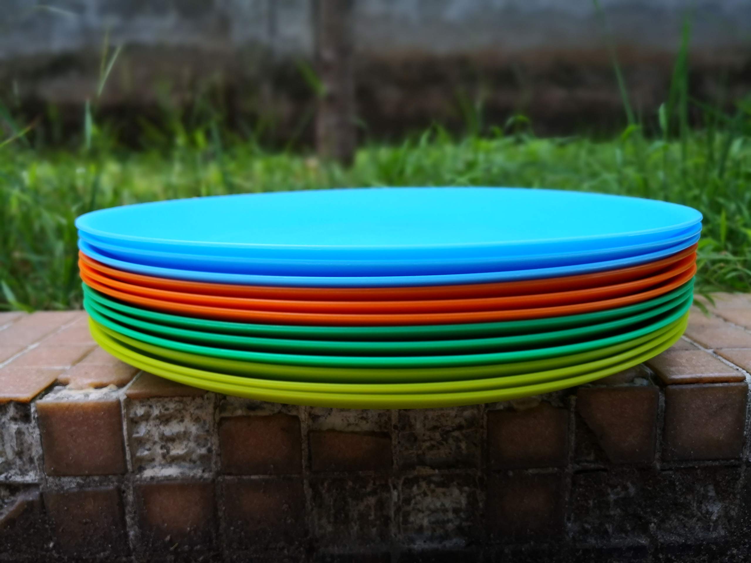 AOYITE 12-Pack Reusable Plastic Plates - BPA Free, Dishwasher & Microwave Safe Dinnerware for BBQ, Picnic, Travel, Party & Outdoor Events - Colorful Durable Plates for Everyday Use & Special Occasions