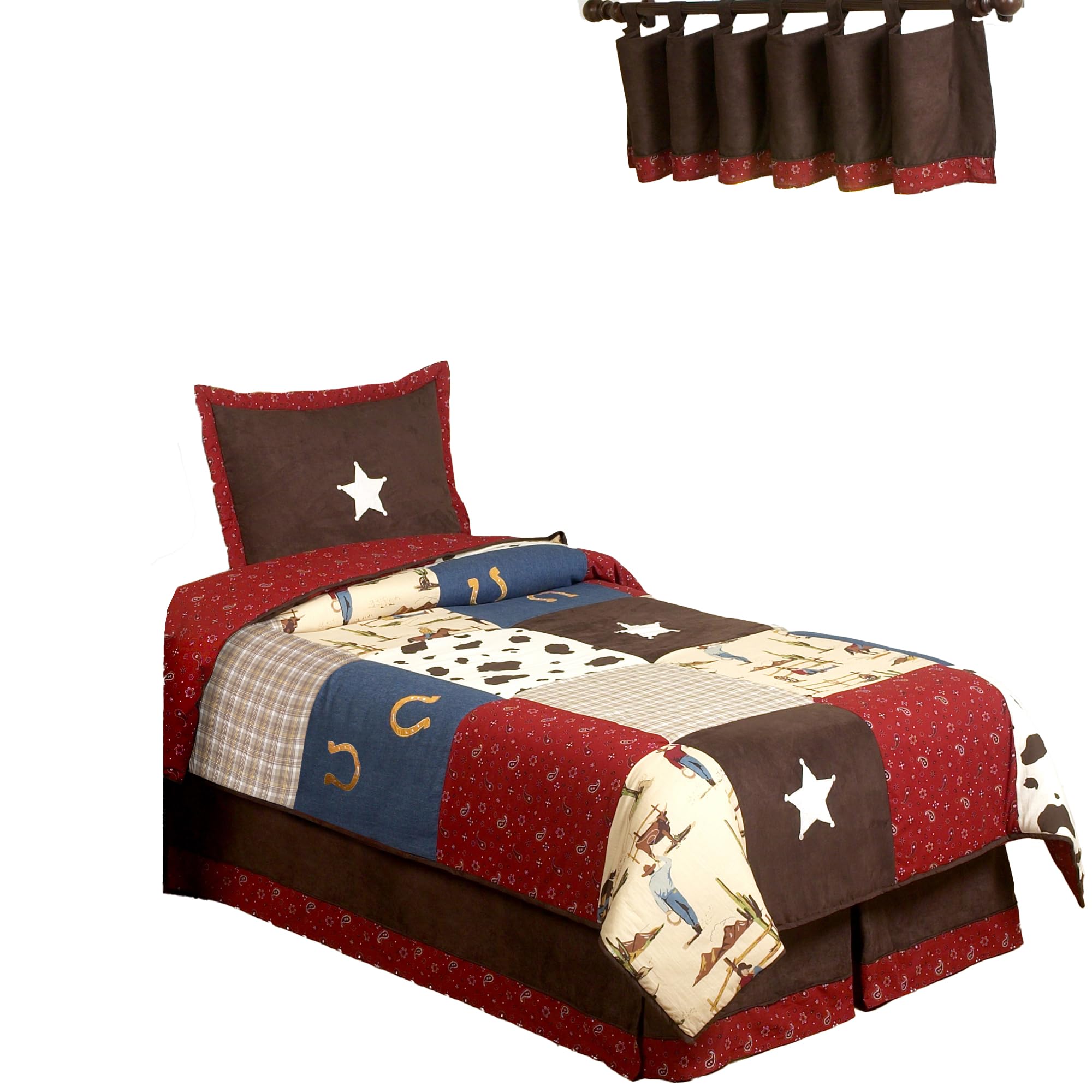 Wild West Cowboy Western Kids Bedding Set - 4 Piece Twin Size Comforter, Sheet & Pillowcase - Perfect for Cowboy Themed Bedrooms & Western Decor