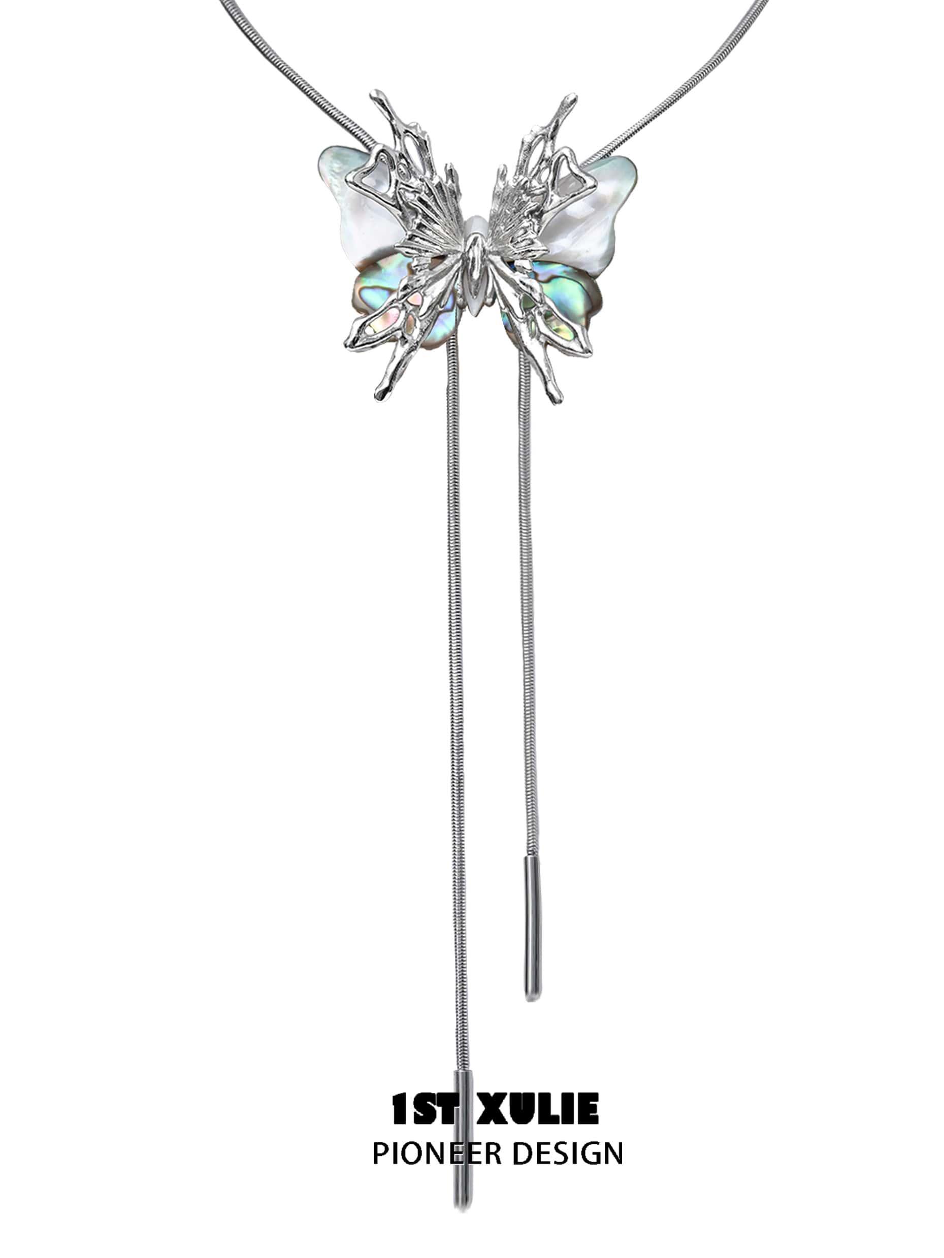 18K Platinum Plated Butterfly Shell Necklace for Women - Elegant Boho Beach Jewelry Gift for Her, Perfect for Weddings, Vacations & Summer Outfits